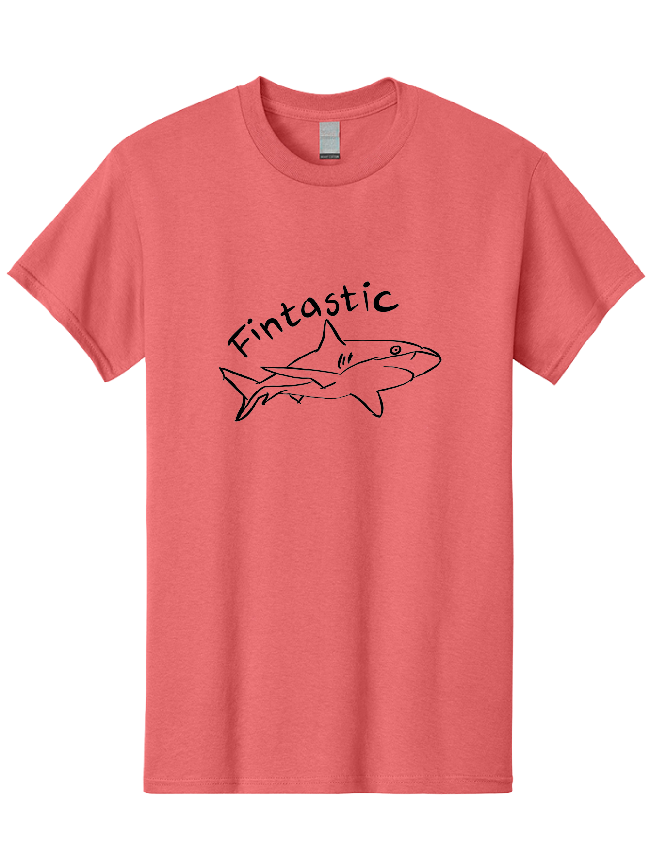 Fintastic-Shark Men'S Graphic Tee, 100% Cotton, Comfortable Casual Summer Wear, Machine Washable, Shark Graphic, Hand Drawn Illustration, Marine Life Art, Fin-Tastic Design, Ocean Creature, Cartoon Shark, Fish-Themed Graphic - Aaa038