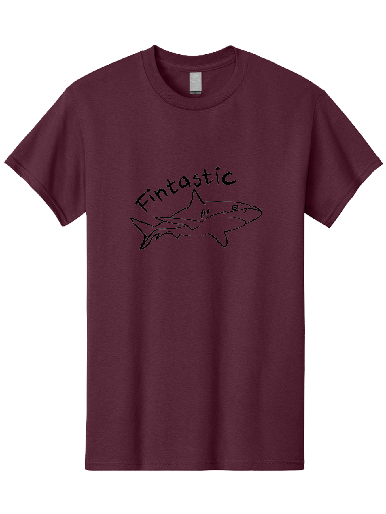 Fintastic-Shark Men'S Graphic Tee, 100% Cotton, Comfortable Casual Summer Wear, Machine Washable, Shark Graphic, Hand Drawn Illustration, Marine Life Art, Fin-Tastic Design, Ocean Creature, Cartoon Shark, Fish-Themed Graphic - Aaa038