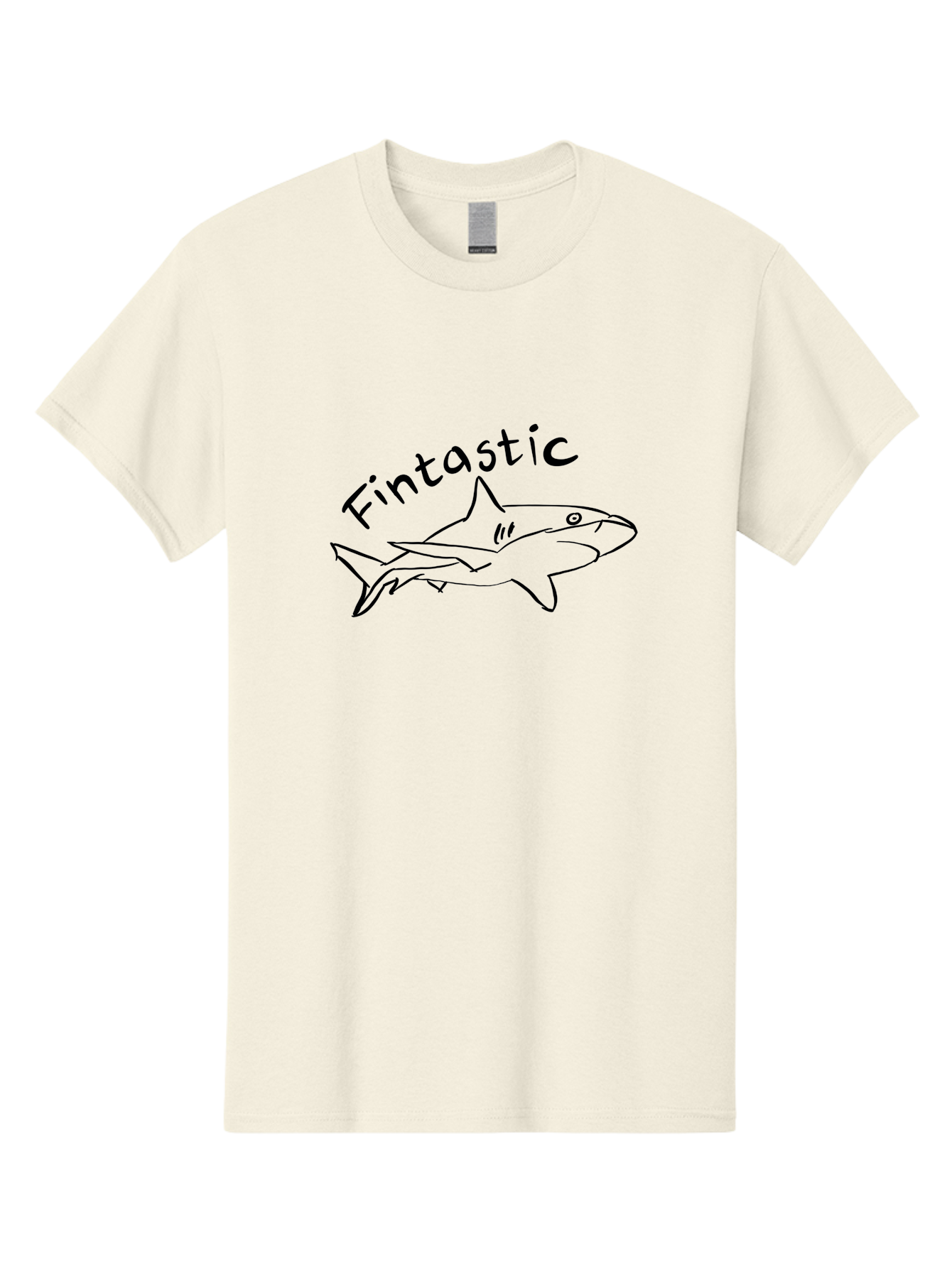 Fintastic-Shark Men'S Graphic Tee, 100% Cotton, Comfortable Casual Summer Wear, Machine Washable, Shark Graphic, Hand Drawn Illustration, Marine Life Art, Fin-Tastic Design, Ocean Creature, Cartoon Shark, Fish-Themed Graphic - Aaa038