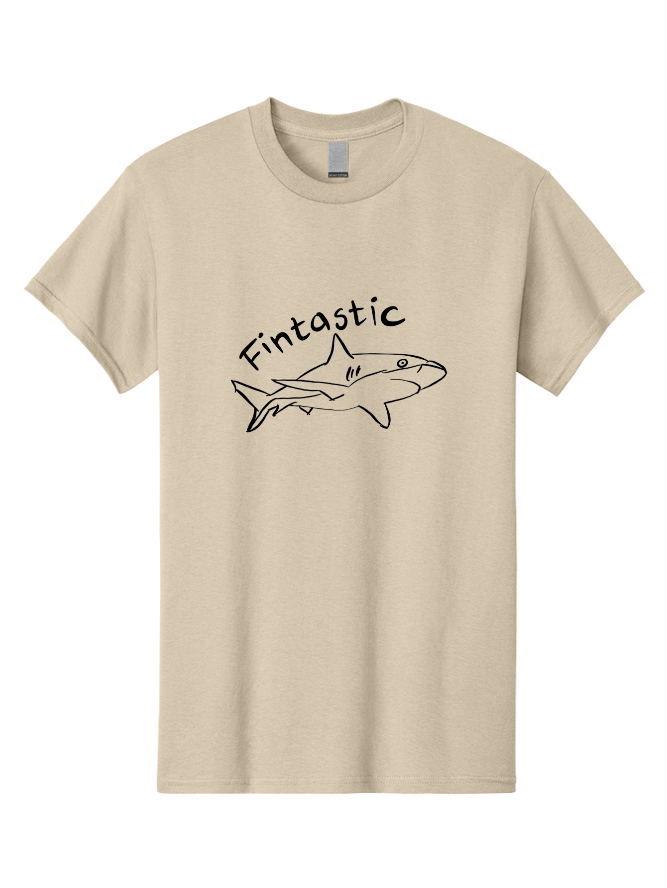 Fintastic-Shark Men'S Graphic Tee, 100% Cotton, Comfortable Casual Summer Wear, Machine Washable, Shark Graphic, Hand Drawn Illustration, Marine Life Art, Fin-Tastic Design, Ocean Creature, Cartoon Shark, Fish-Themed Graphic - Aaa038