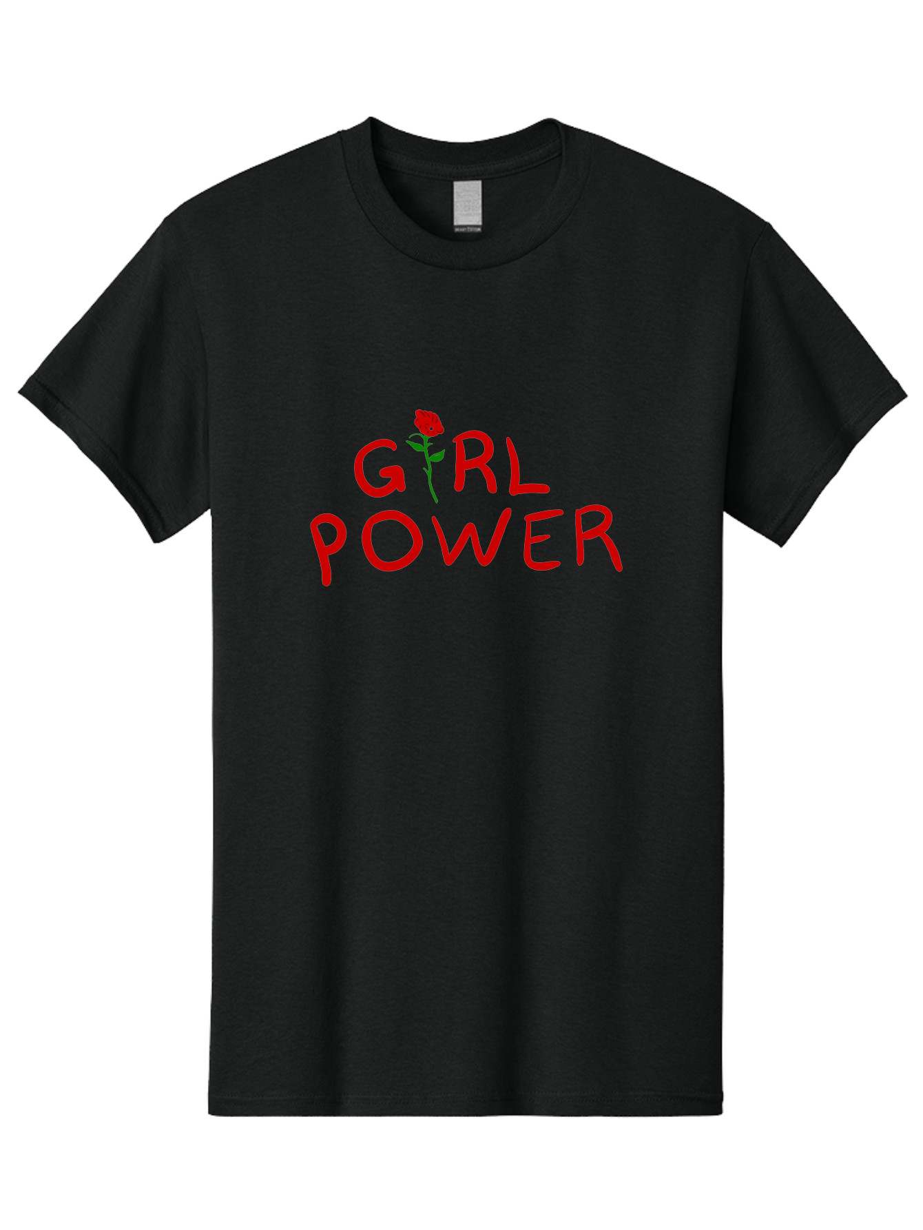 Girl-Power Men'S Graphic Tee, 100% Cotton, Comfortable Casual Summer Wear, Machine Washable, Girl Power, Feminist Movement, Empowerment, Red Rose, Symbol Of Strength, Women'S Rights, Independence - Aaa043