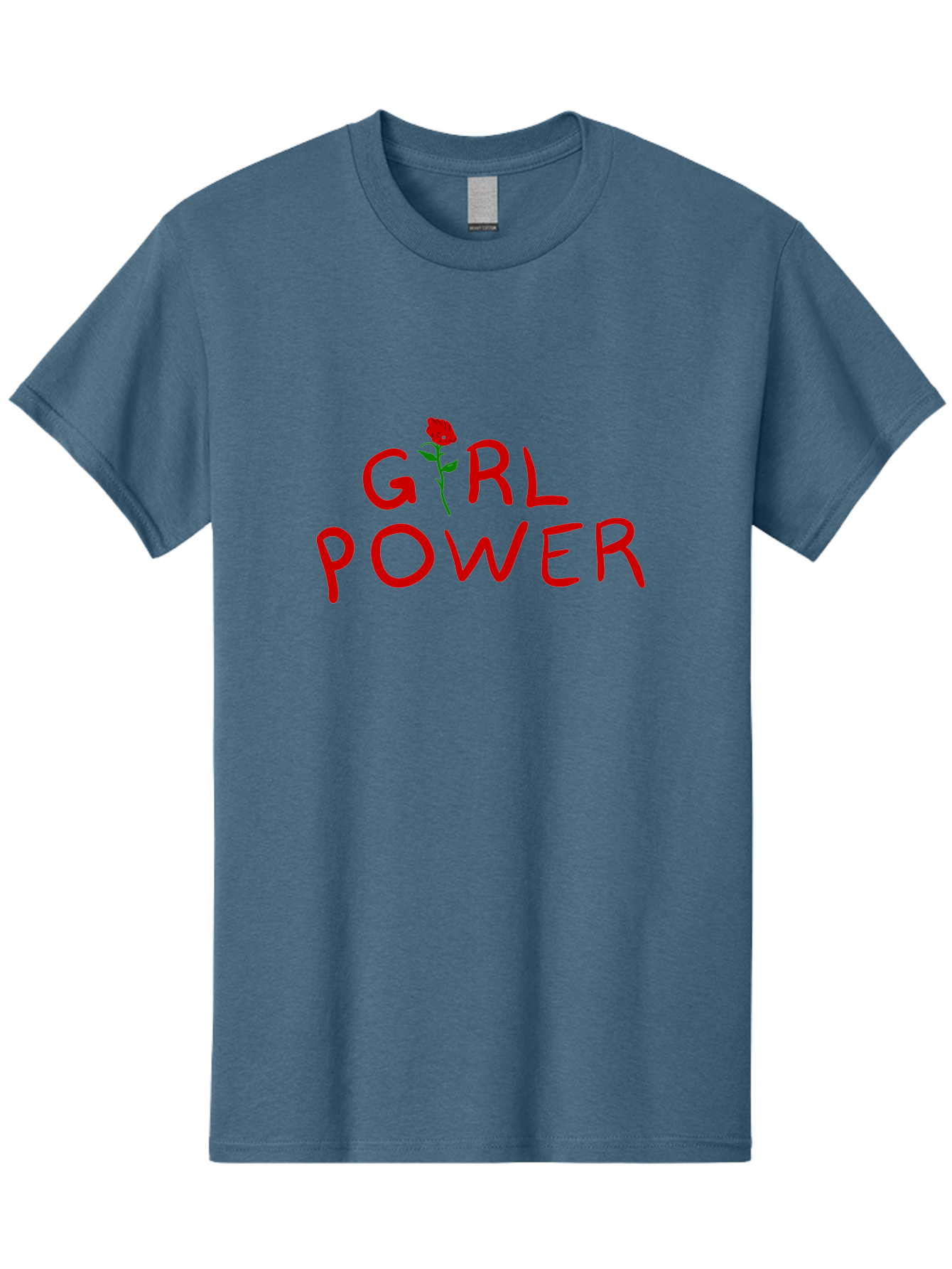 Girl-Power Men'S Graphic Tee, 100% Cotton, Comfortable Casual Summer Wear, Machine Washable, Girl Power, Feminist Movement, Empowerment, Red Rose, Symbol Of Strength, Women'S Rights, Independence - Aaa043