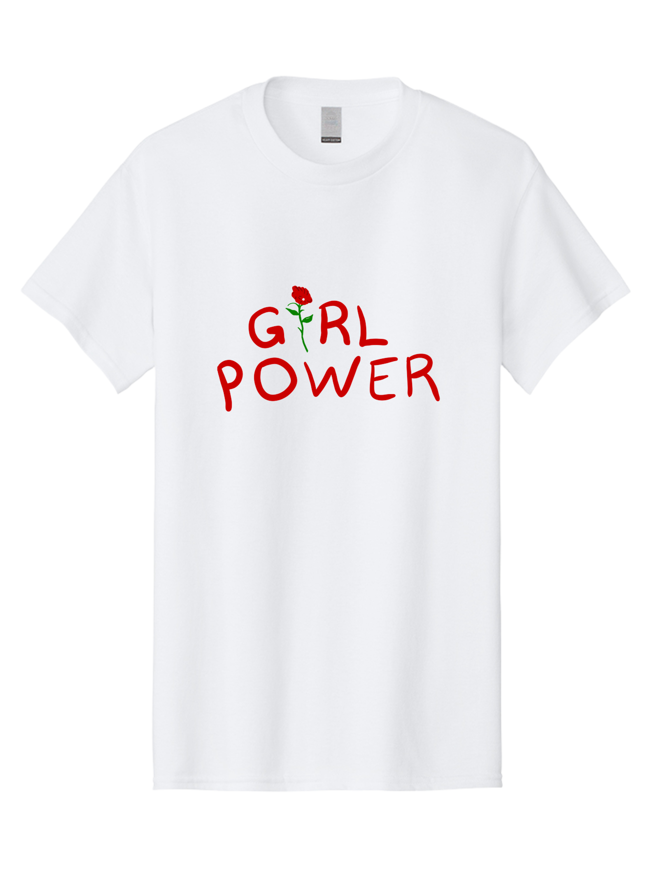 Girl-Power Men'S Graphic Tee, 100% Cotton, Comfortable Casual Summer Wear, Machine Washable, Girl Power, Feminist Movement, Empowerment, Red Rose, Symbol Of Strength, Women'S Rights, Independence - Aaa043