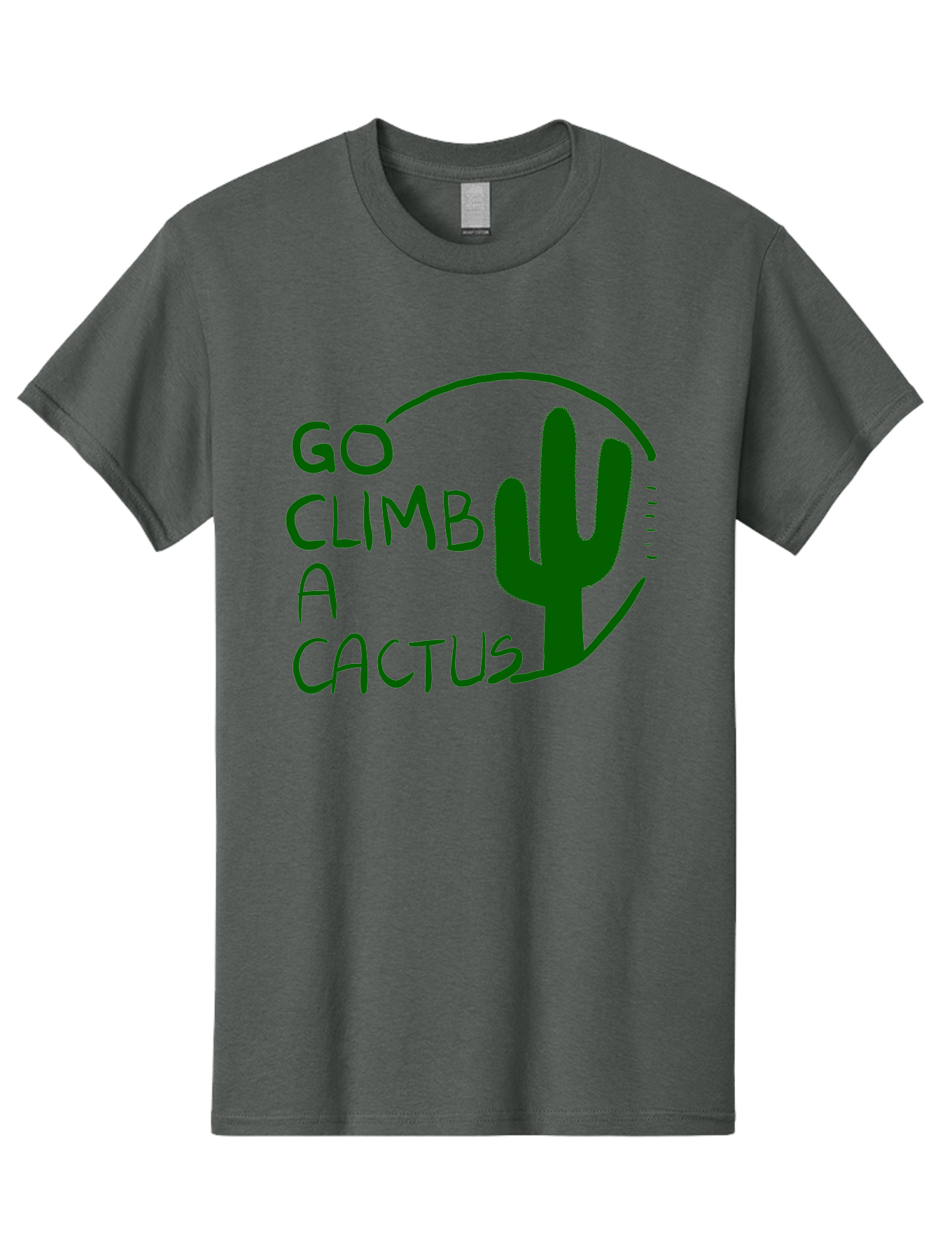 Go-Climb-A-Cactus Men'S Graphic Tee, 100% Cotton, Comfortable Casual Summer Wear, Machine Washable, Go Climb Cactus, Funny Sayings, Motivational Quotes, Satire, Humor, Adventure, Outdoors, Quirky, Cactus Love, Sarcasm - Aaa047