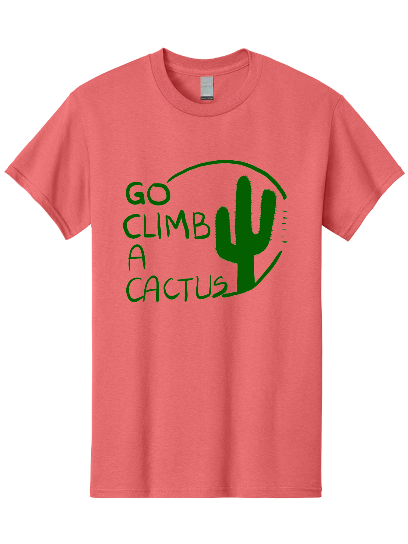 Go-Climb-A-Cactus Men'S Graphic Tee, 100% Cotton, Comfortable Casual Summer Wear, Machine Washable, Go Climb Cactus, Funny Sayings, Motivational Quotes, Satire, Humor, Adventure, Outdoors, Quirky, Cactus Love, Sarcasm - Aaa047
