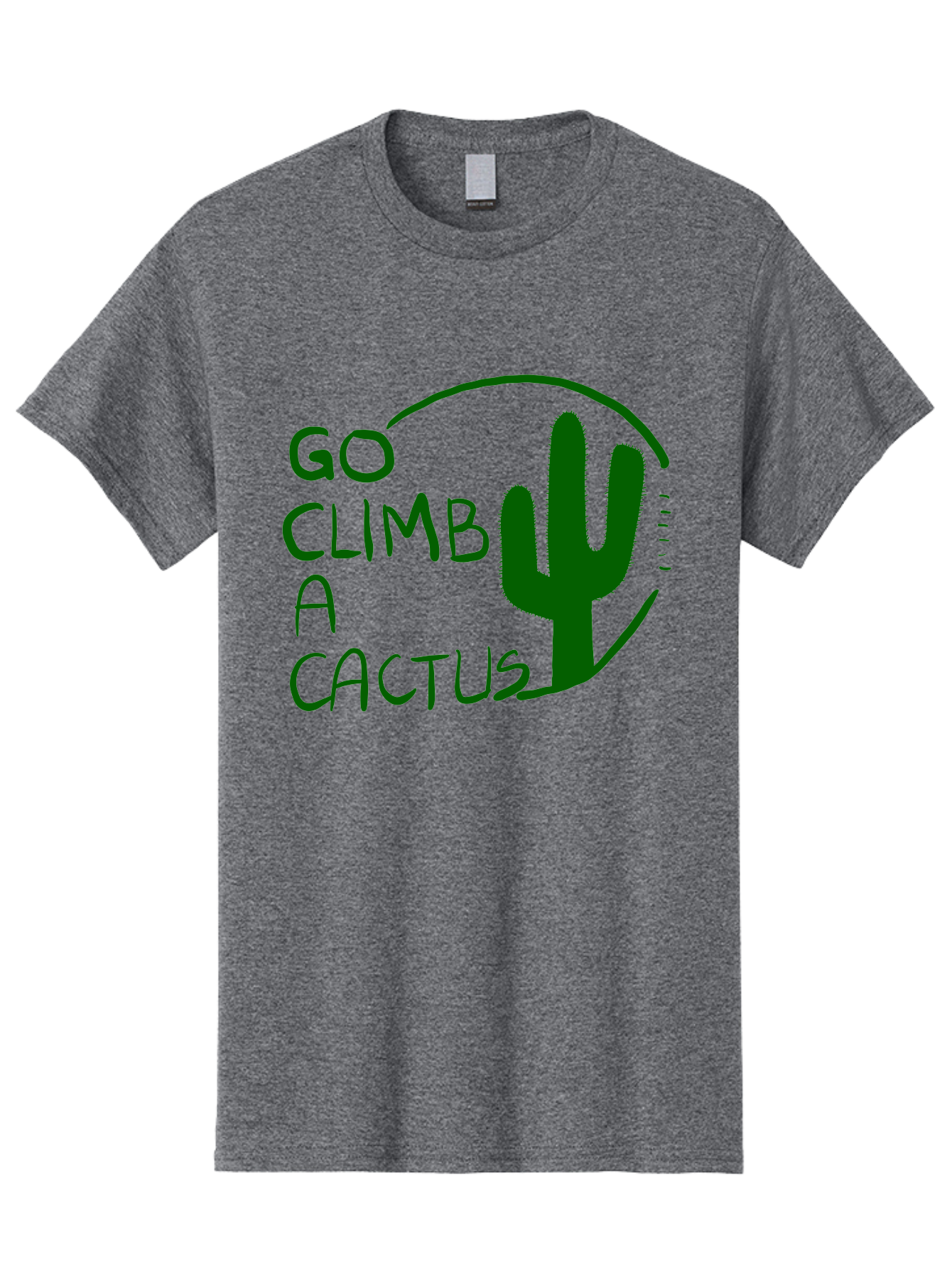 Go-Climb-A-Cactus Men'S Graphic Tee, 100% Cotton, Comfortable Casual Summer Wear, Machine Washable, Go Climb Cactus, Funny Sayings, Motivational Quotes, Satire, Humor, Adventure, Outdoors, Quirky, Cactus Love, Sarcasm - Aaa047
