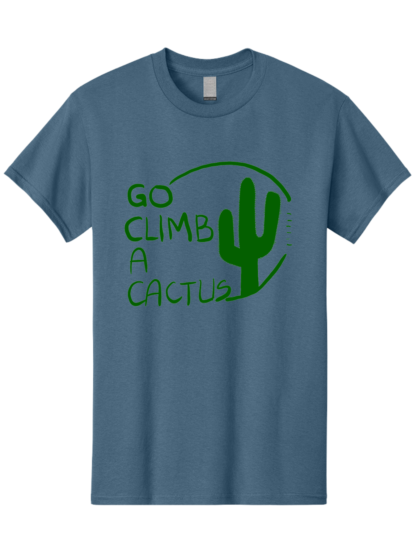Go-Climb-A-Cactus Men'S Graphic Tee, 100% Cotton, Comfortable Casual Summer Wear, Machine Washable, Go Climb Cactus, Funny Sayings, Motivational Quotes, Satire, Humor, Adventure, Outdoors, Quirky, Cactus Love, Sarcasm - Aaa047