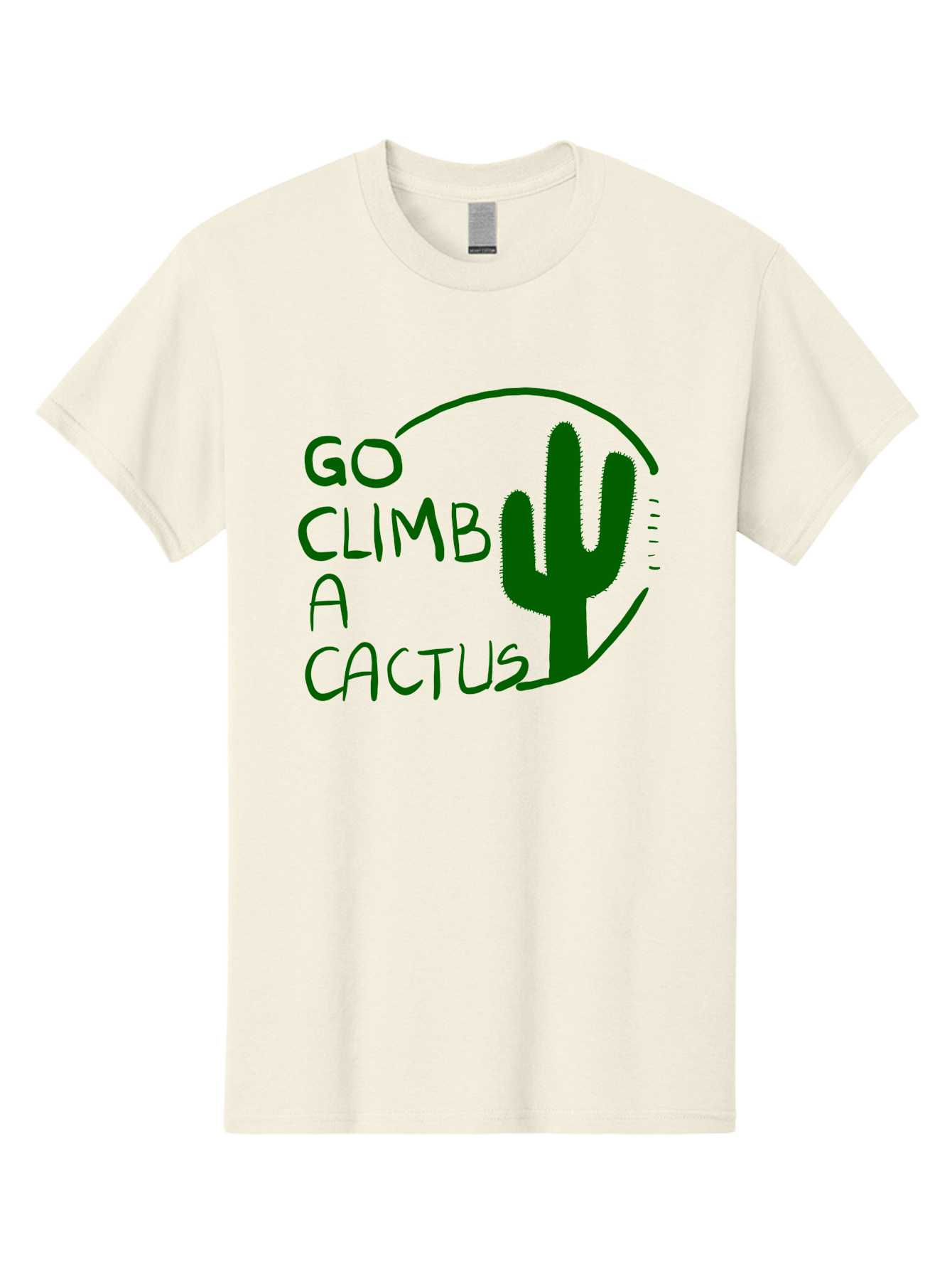 Go-Climb-A-Cactus Men'S Graphic Tee, 100% Cotton, Comfortable Casual Summer Wear, Machine Washable, Go Climb Cactus, Funny Sayings, Motivational Quotes, Satire, Humor, Adventure, Outdoors, Quirky, Cactus Love, Sarcasm - Aaa047