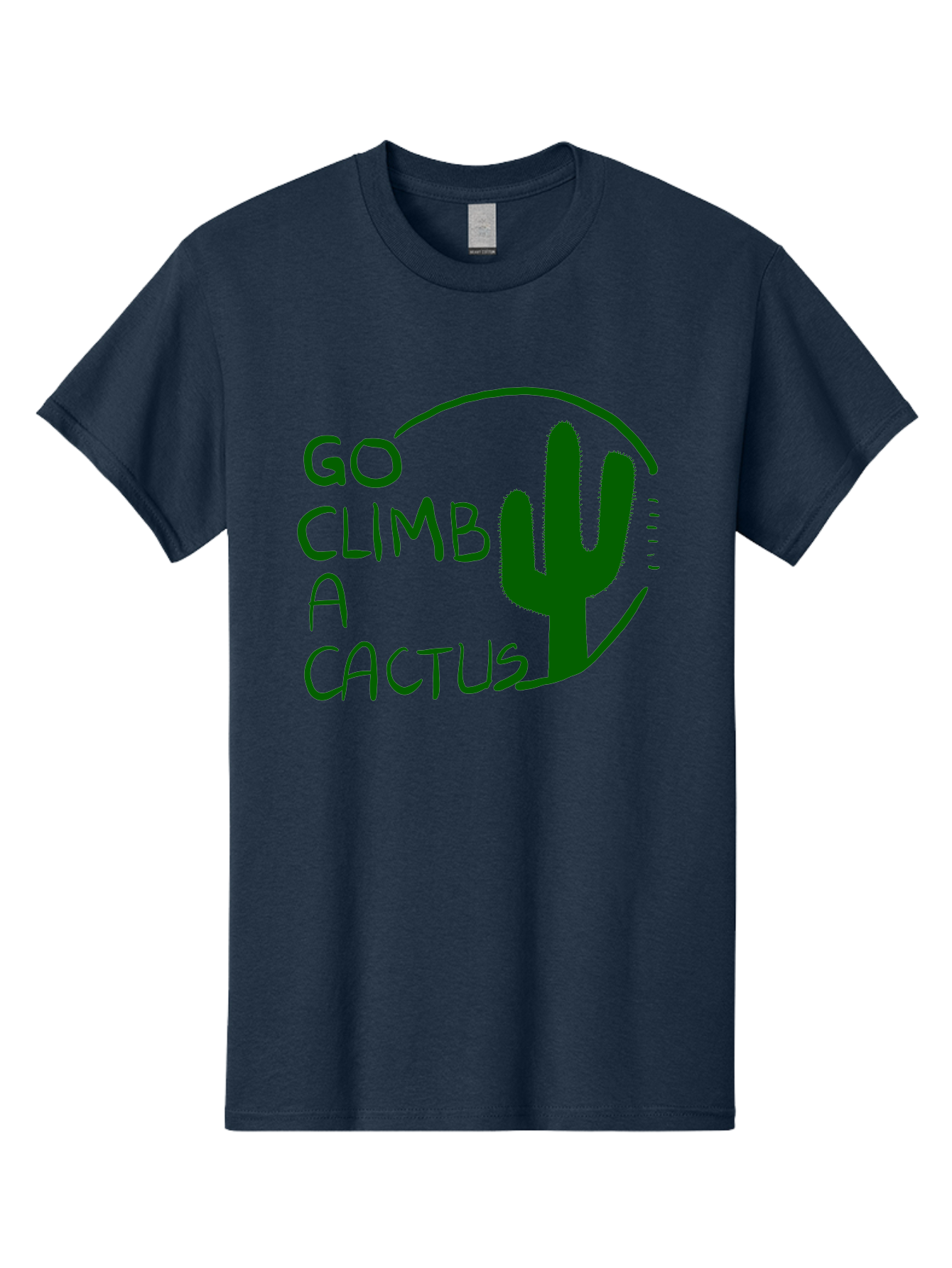 Go-Climb-A-Cactus Men'S Graphic Tee, 100% Cotton, Comfortable Casual Summer Wear, Machine Washable, Go Climb Cactus, Funny Sayings, Motivational Quotes, Satire, Humor, Adventure, Outdoors, Quirky, Cactus Love, Sarcasm - Aaa047