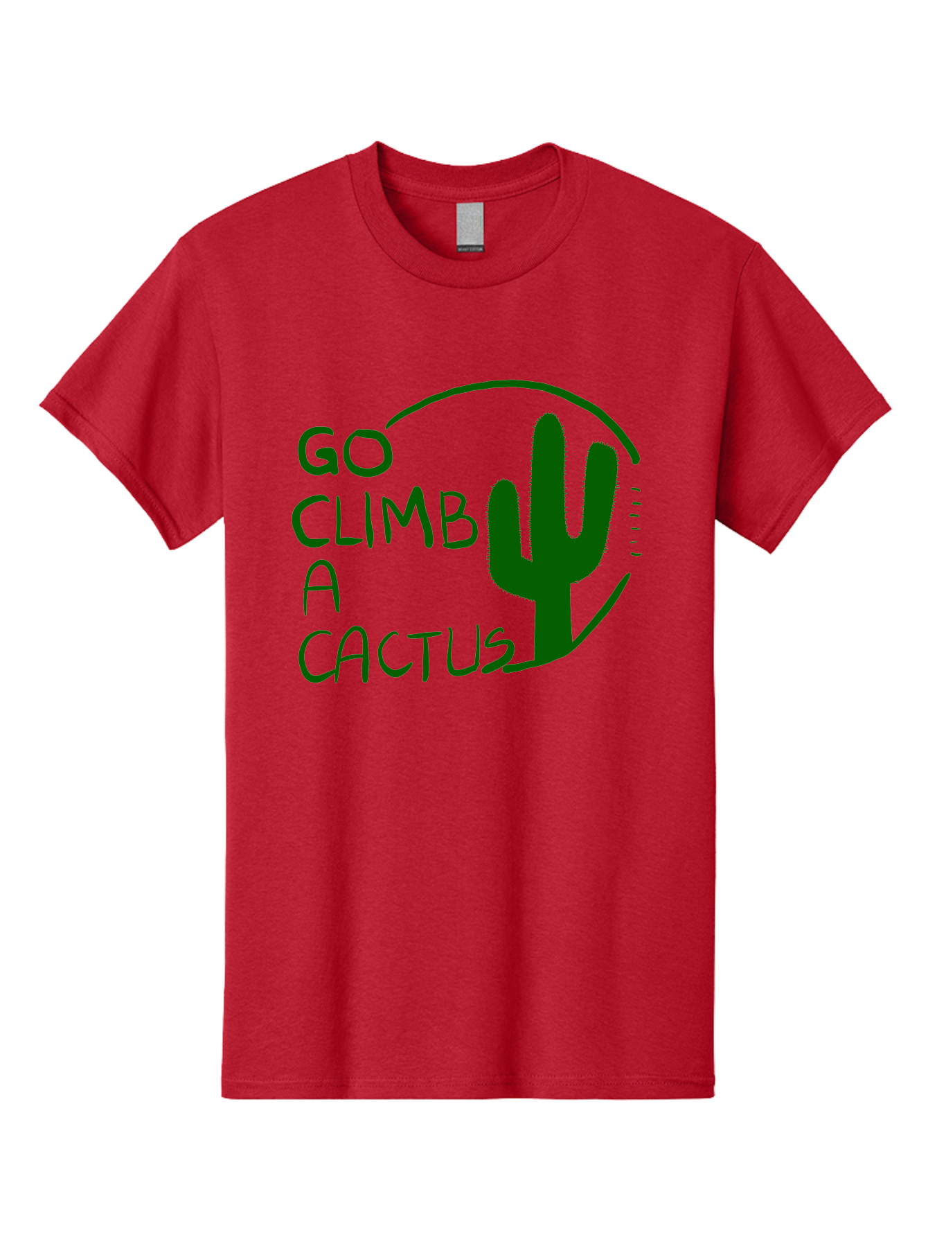 Go-Climb-A-Cactus Men'S Graphic Tee, 100% Cotton, Comfortable Casual Summer Wear, Machine Washable, Go Climb Cactus, Funny Sayings, Motivational Quotes, Satire, Humor, Adventure, Outdoors, Quirky, Cactus Love, Sarcasm - Aaa047