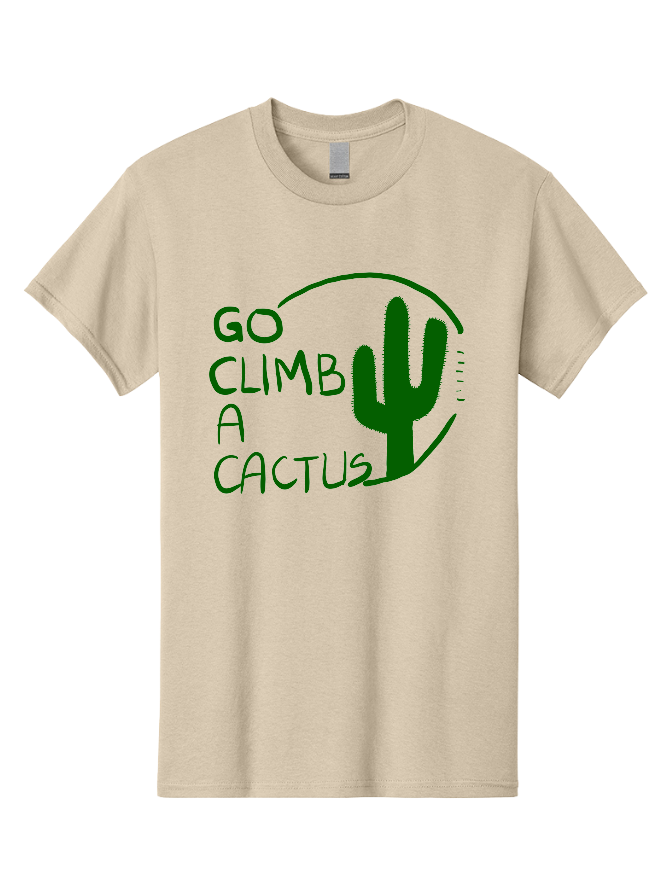 Go-Climb-A-Cactus Men'S Graphic Tee, 100% Cotton, Comfortable Casual Summer Wear, Machine Washable, Go Climb Cactus, Funny Sayings, Motivational Quotes, Satire, Humor, Adventure, Outdoors, Quirky, Cactus Love, Sarcasm - Aaa047