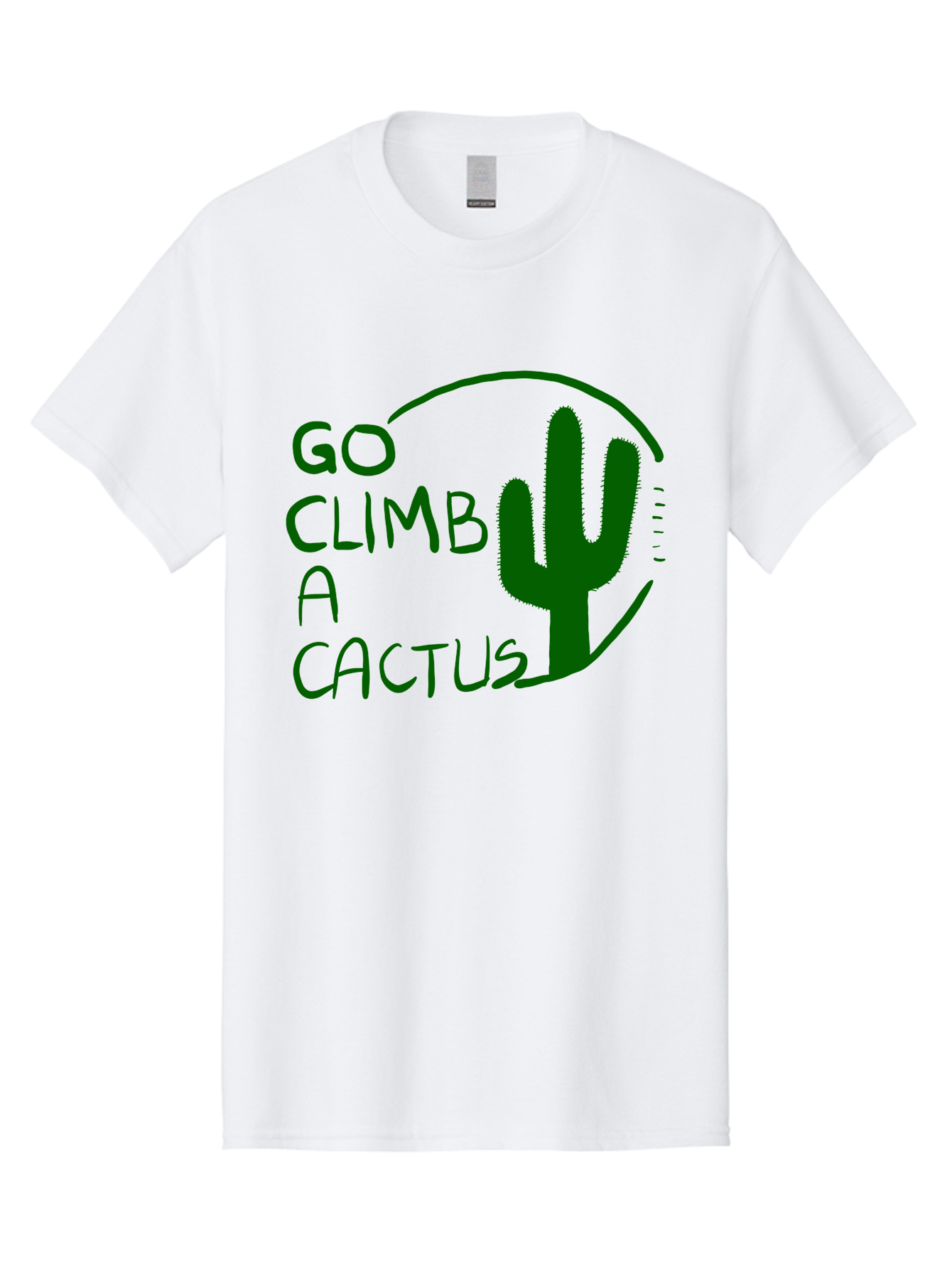 Go-Climb-A-Cactus Men'S Graphic Tee, 100% Cotton, Comfortable Casual Summer Wear, Machine Washable, Go Climb Cactus, Funny Sayings, Motivational Quotes, Satire, Humor, Adventure, Outdoors, Quirky, Cactus Love, Sarcasm - Aaa047