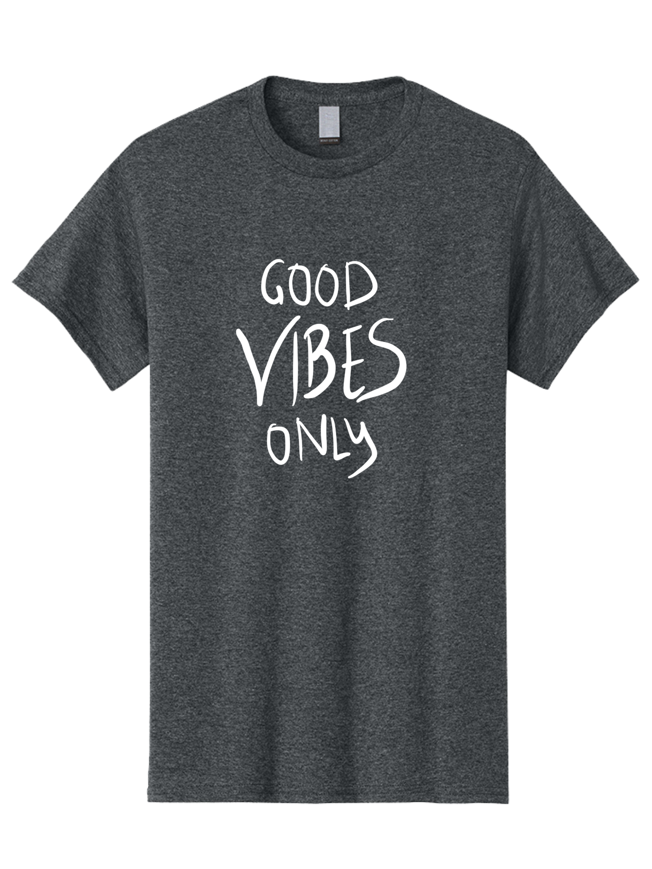 Good-Vibes-Only Men'S Graphic Tee, 100% Cotton, Comfortable Casual Summer Wear, Machine Washable, Positive Affirmations, Motivational Quotes, Good Vibes Only, Positivity, Inspiring Messages, Uplifting Quotes, Happy Thoughts - Aaa048