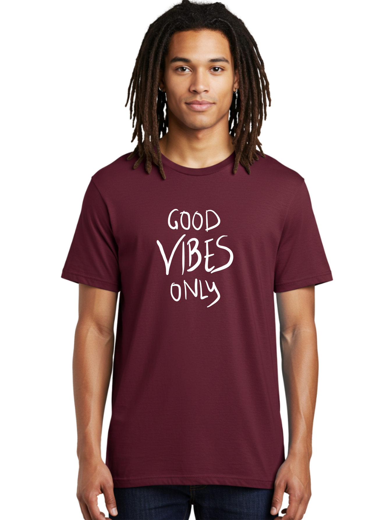 Good-Vibes-Only Men'S Graphic Tee, 100% Cotton, Comfortable Casual Summer Wear, Machine Washable, Positive Affirmations, Motivational Quotes, Good Vibes Only, Positivity, Inspiring Messages, Uplifting Quotes, Happy Thoughts - Aaa048