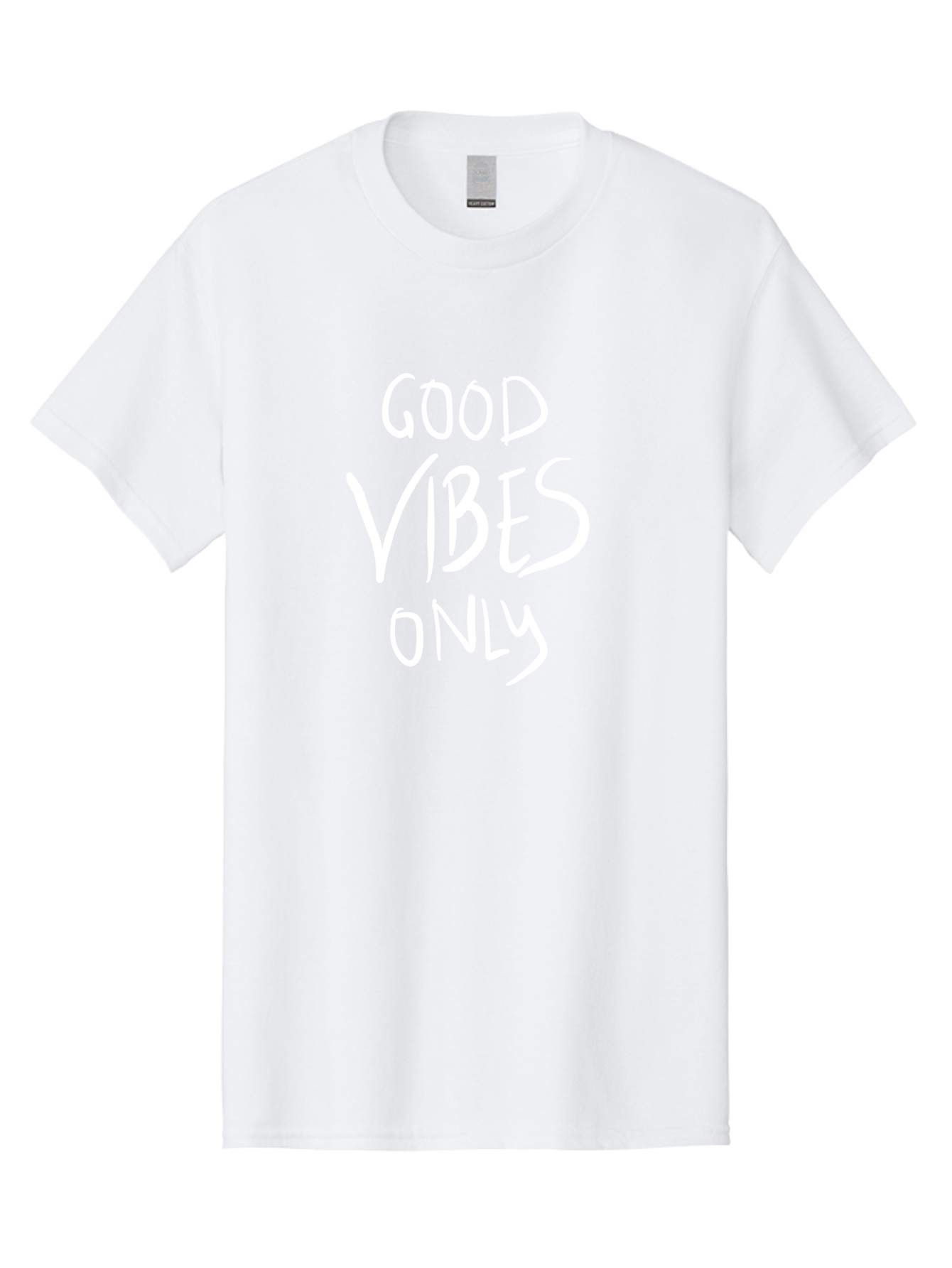 Good-Vibes-Only Men'S Graphic Tee, 100% Cotton, Comfortable Casual Summer Wear, Machine Washable, Positive Affirmations, Motivational Quotes, Good Vibes Only, Positivity, Inspiring Messages, Uplifting Quotes, Happy Thoughts - Aaa048
