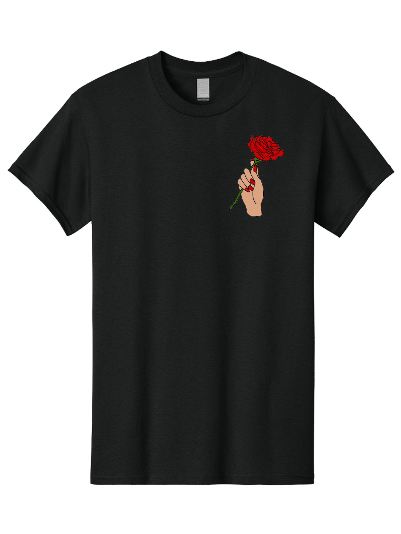 Hand-Holding-Red-Rose Men'S Graphic Tee, 100% Cotton, Comfortable Casual Summer Wear, Machine Washable, Hand Holding Red Rose, Red Rose Illustration, Romantic Gesture, Beautiful Flowers, Lovely Illustration, Cartoon Hand, Red Flowers - Aaa050
