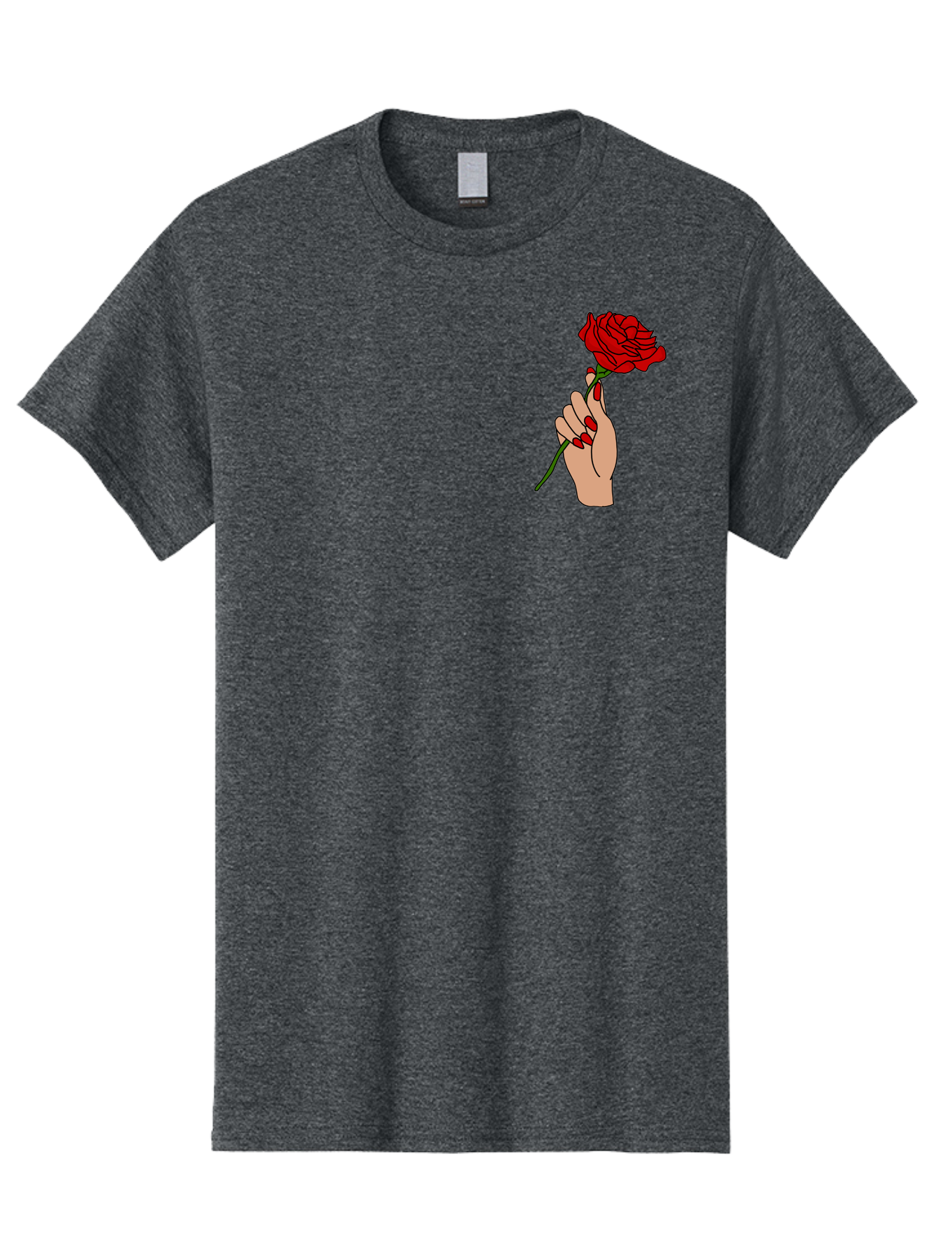 Hand-Holding-Red-Rose Men'S Graphic Tee, 100% Cotton, Comfortable Casual Summer Wear, Machine Washable, Hand Holding Red Rose, Red Rose Illustration, Romantic Gesture, Beautiful Flowers, Lovely Illustration, Cartoon Hand, Red Flowers - Aaa050
