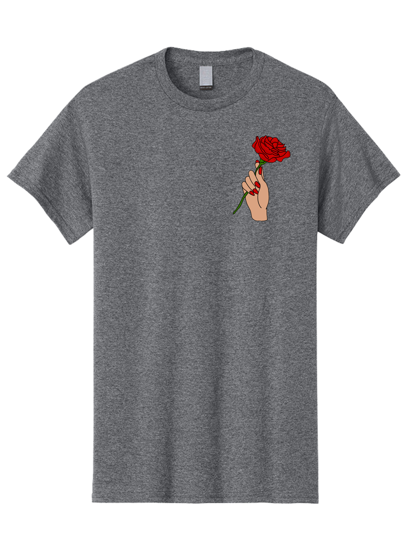 Hand-Holding-Red-Rose Men'S Graphic Tee, 100% Cotton, Comfortable Casual Summer Wear, Machine Washable, Hand Holding Red Rose, Red Rose Illustration, Romantic Gesture, Beautiful Flowers, Lovely Illustration, Cartoon Hand, Red Flowers - Aaa050