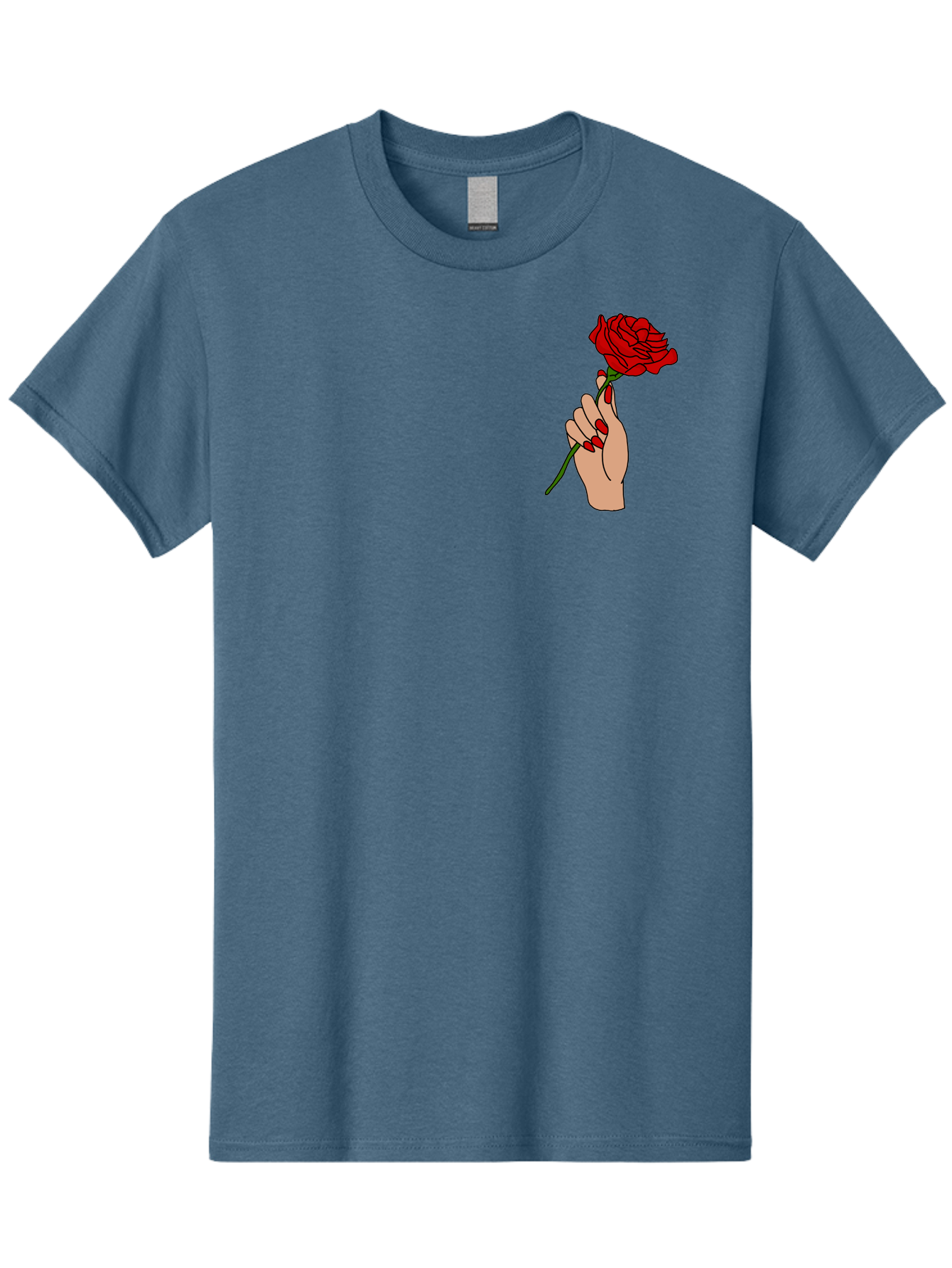Hand-Holding-Red-Rose Men'S Graphic Tee, 100% Cotton, Comfortable Casual Summer Wear, Machine Washable, Hand Holding Red Rose, Red Rose Illustration, Romantic Gesture, Beautiful Flowers, Lovely Illustration, Cartoon Hand, Red Flowers - Aaa050