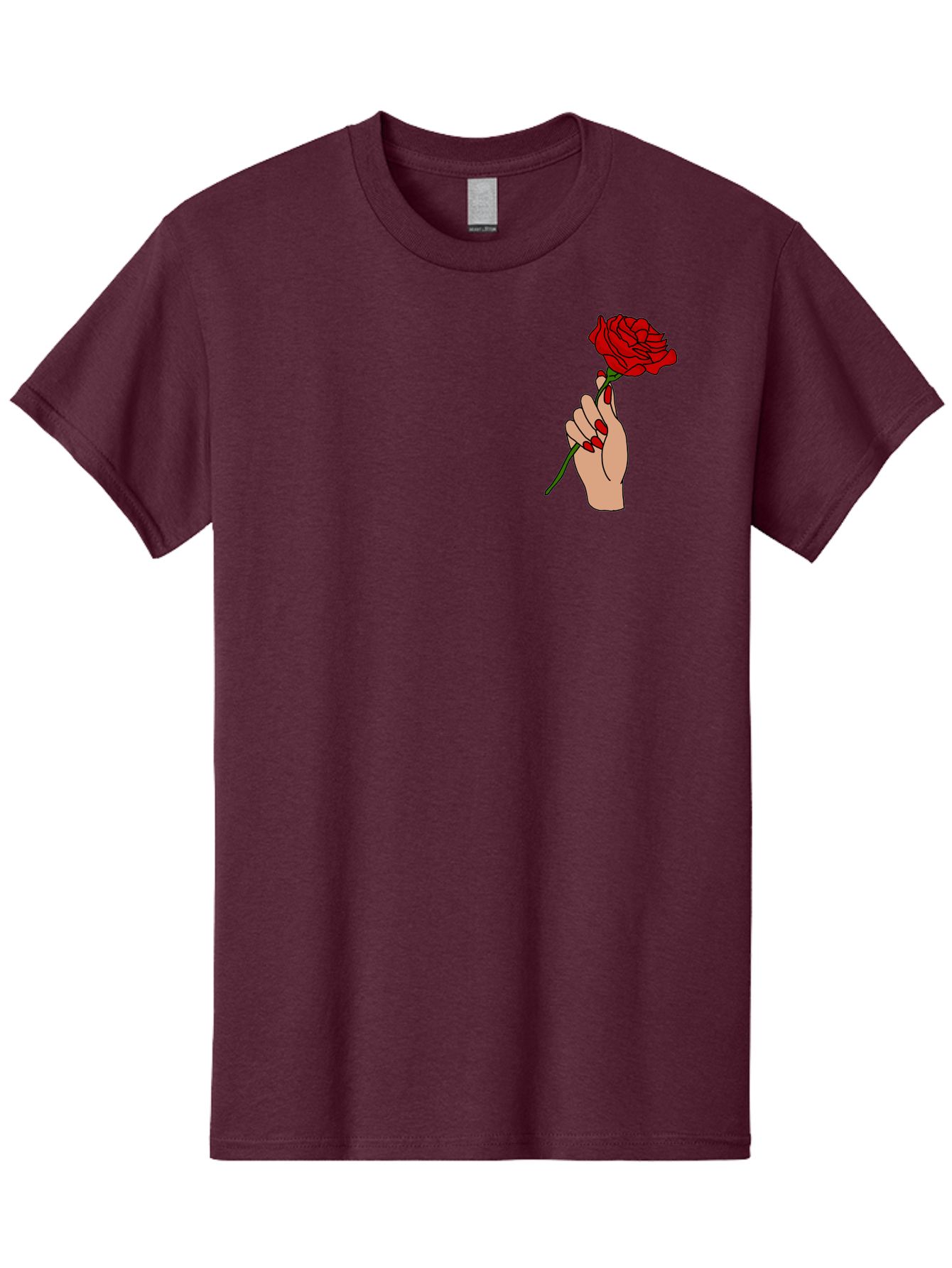 Hand-Holding-Red-Rose Men'S Graphic Tee, 100% Cotton, Comfortable Casual Summer Wear, Machine Washable, Hand Holding Red Rose, Red Rose Illustration, Romantic Gesture, Beautiful Flowers, Lovely Illustration, Cartoon Hand, Red Flowers - Aaa050
