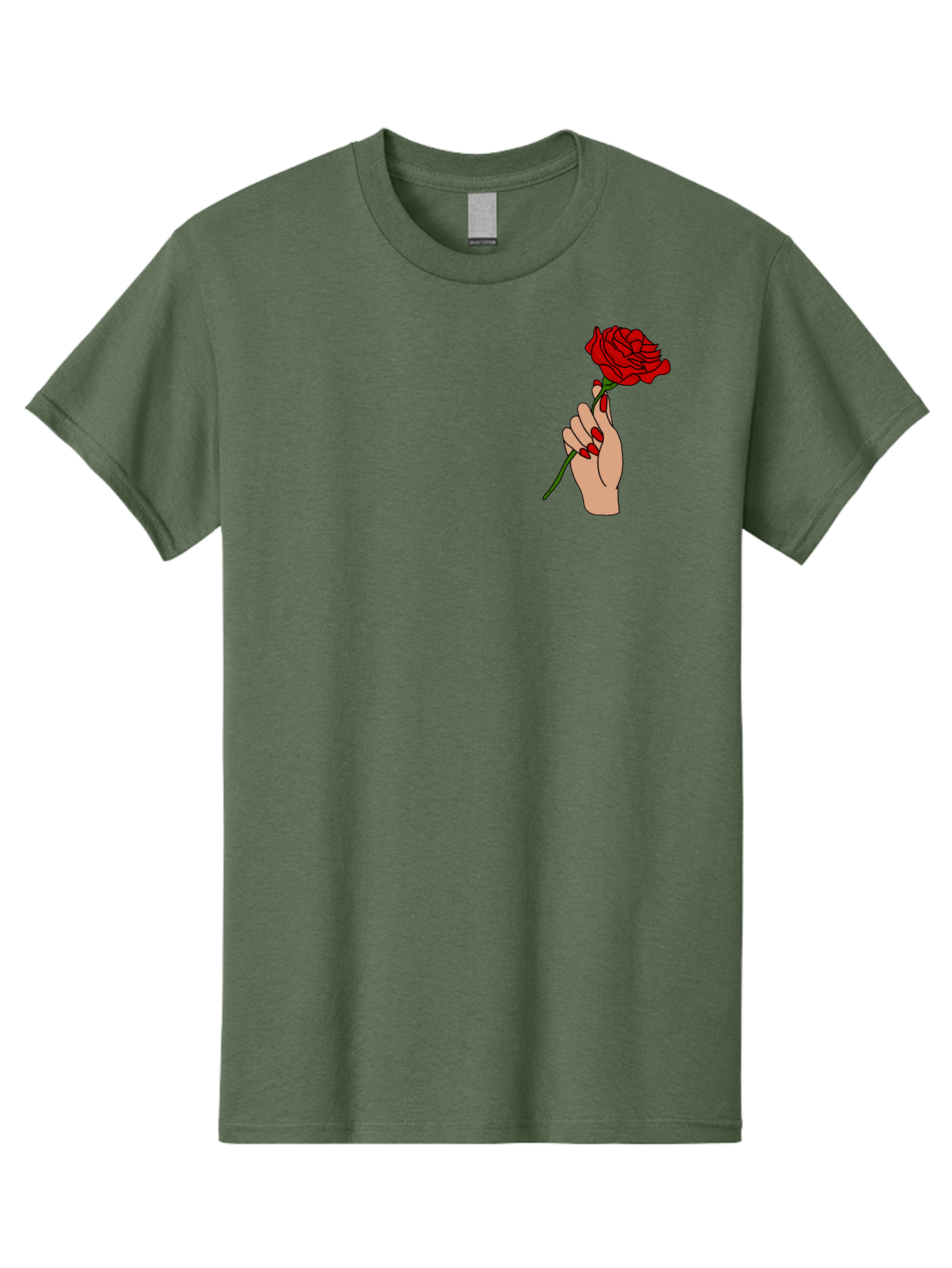 Hand-Holding-Red-Rose Men'S Graphic Tee, 100% Cotton, Comfortable Casual Summer Wear, Machine Washable, Hand Holding Red Rose, Red Rose Illustration, Romantic Gesture, Beautiful Flowers, Lovely Illustration, Cartoon Hand, Red Flowers - Aaa050