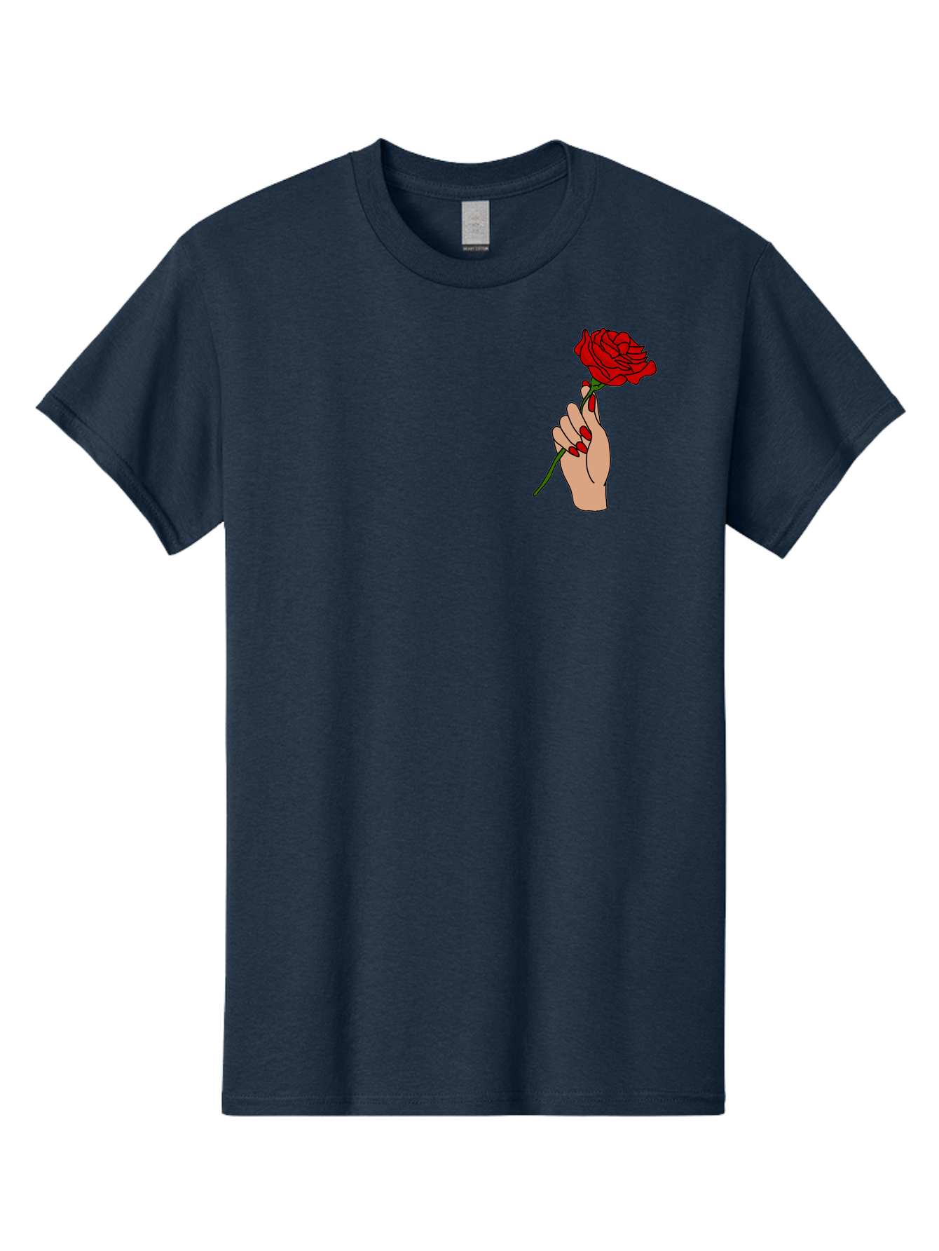Hand-Holding-Red-Rose Men'S Graphic Tee, 100% Cotton, Comfortable Casual Summer Wear, Machine Washable, Hand Holding Red Rose, Red Rose Illustration, Romantic Gesture, Beautiful Flowers, Lovely Illustration, Cartoon Hand, Red Flowers - Aaa050