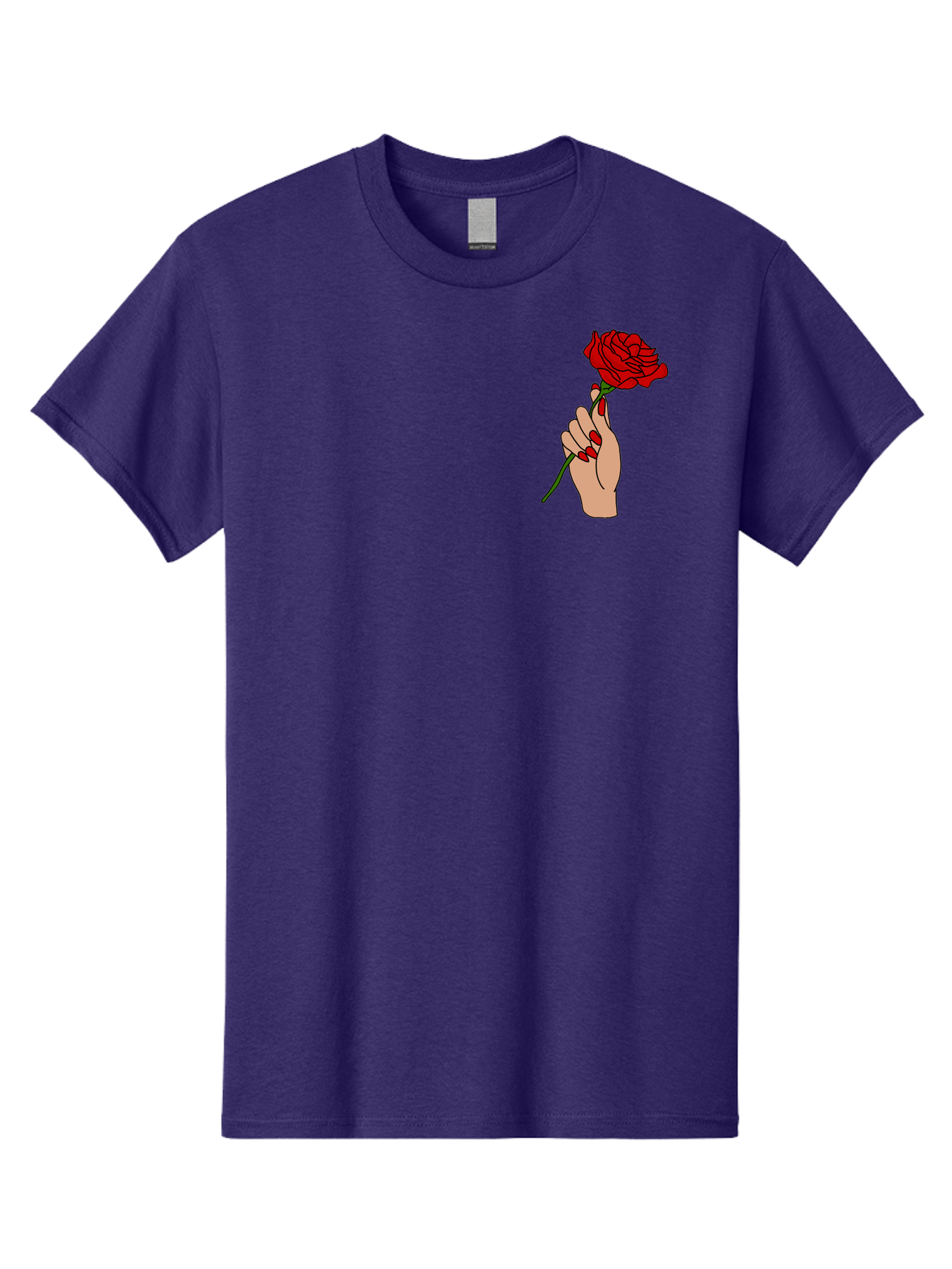 Hand-Holding-Red-Rose Men'S Graphic Tee, 100% Cotton, Comfortable Casual Summer Wear, Machine Washable, Hand Holding Red Rose, Red Rose Illustration, Romantic Gesture, Beautiful Flowers, Lovely Illustration, Cartoon Hand, Red Flowers - Aaa050