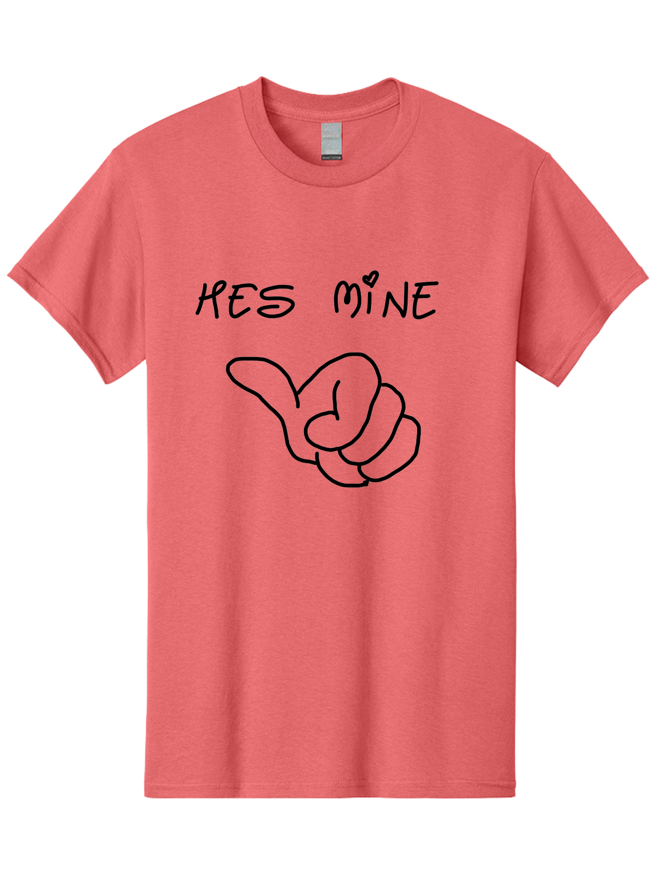 Hes-Mine Men'S Graphic Tee, 100% Cotton, Comfortable Casual Summer Wear, Machine Washable, Hand Gesture, Thumbs Up, Love Sign, Heart Symbol, Possessive Symbol, Quirky Art, Funny Graphics, Hand Drawn Illustration, Playful Design - Aaa053