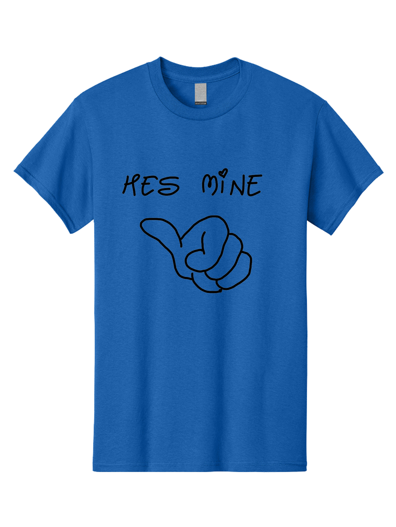 Hes-Mine Men'S Graphic Tee, 100% Cotton, Comfortable Casual Summer Wear, Machine Washable, Hand Gesture, Thumbs Up, Love Sign, Heart Symbol, Possessive Symbol, Quirky Art, Funny Graphics, Hand Drawn Illustration, Playful Design - Aaa053