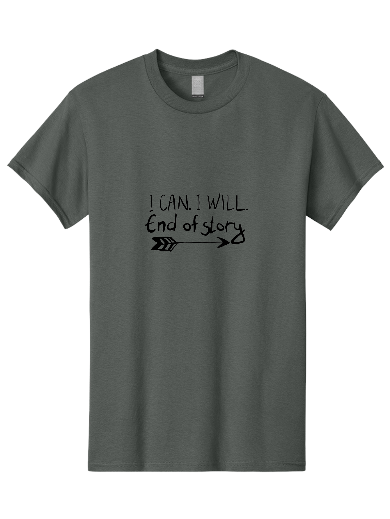 I-Can-I-Will-End-Of-Story Men'S Graphic Tee, 100% Cotton, Comfortable Casual Summer Wear, Machine Washable, Motivational Quote, Inspiring Words, Positive Affirmation, Determination, Success, Perseverance, Empowerment, Confidence, - Aaa059
