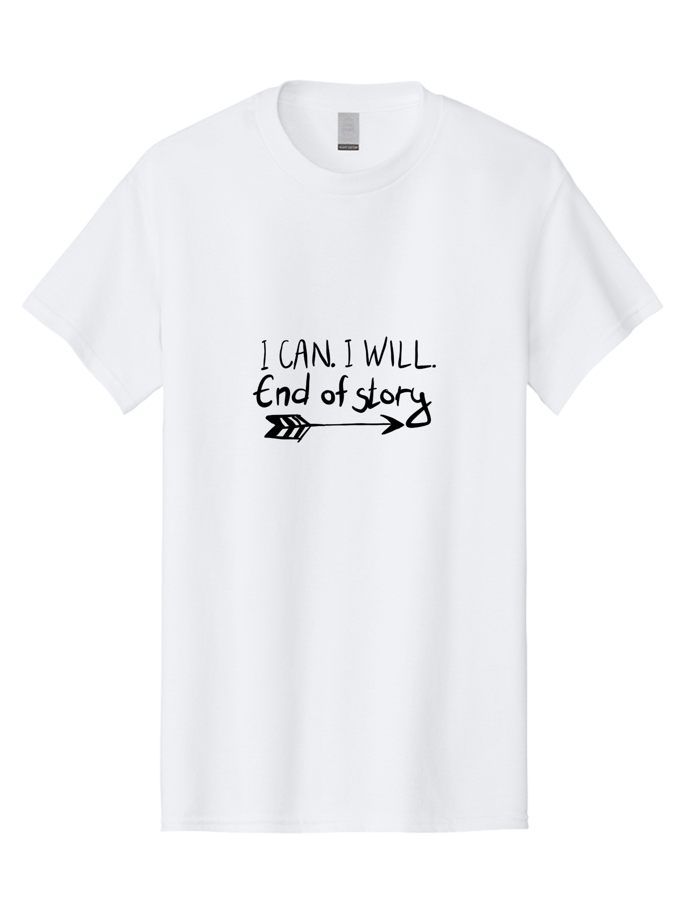 I-Can-I-Will-End-Of-Story Men'S Graphic Tee, 100% Cotton, Comfortable Casual Summer Wear, Machine Washable, Motivational Quote, Inspiring Words, Positive Affirmation, Determination, Success, Perseverance, Empowerment, Confidence, - Aaa059