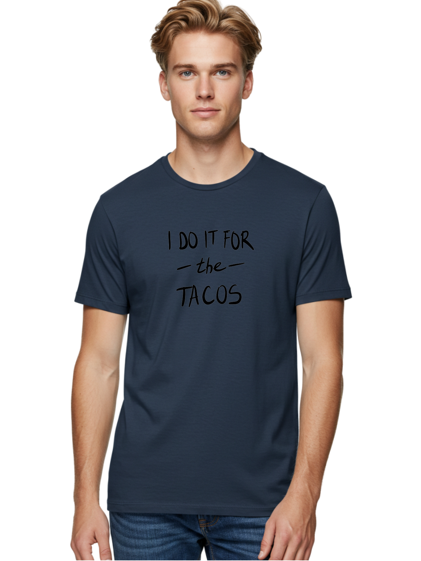 I-Do-It-For-The-Tacos Men'S Graphic Tee, 100% Cotton, Comfortable Casual Summer Wear, Machine Washable, Funny Quote, Taco Love, Foodie Humor, Hilarious Meme, Motivational Phrase, Taco Motivation - Aaa060