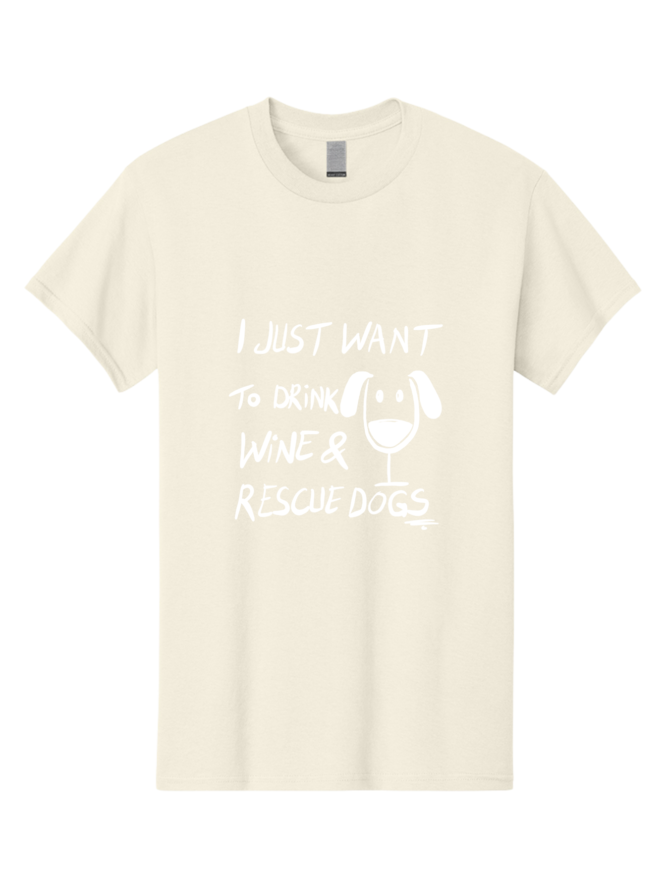 I-Just-Want-To-Drink-Wine-Rescue-Dogs Men'S Graphic Tee, 100% Cotton, Comfortable Casual Summer Wear, Machine Washable, Wine Glass Dog, Drink Wine, Rescue Dogs, Dog Lover, Wine Lover, Pet Rescue, Animal Shelter, Charity Support, Funny Quote - Aaa065