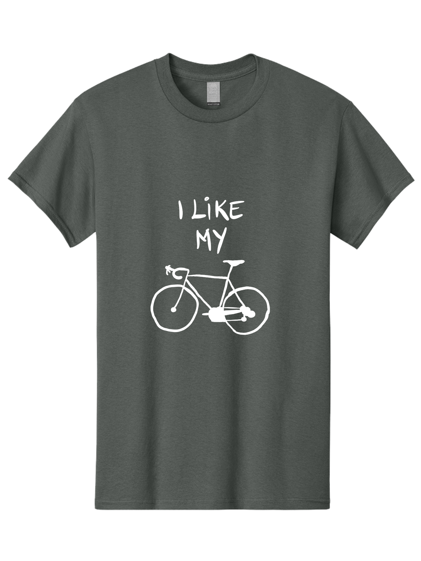 I-Like-My-Bicycle Men'S Graphic Tee, 100% Cotton, Comfortable Casual Summer Wear, Machine Washable, Cycling Culture, Bike Enthusiasts, Love For Cycling, Bicycle Appreciation, Fun Graphic, Simple Design, White Bicycle - Aaa067