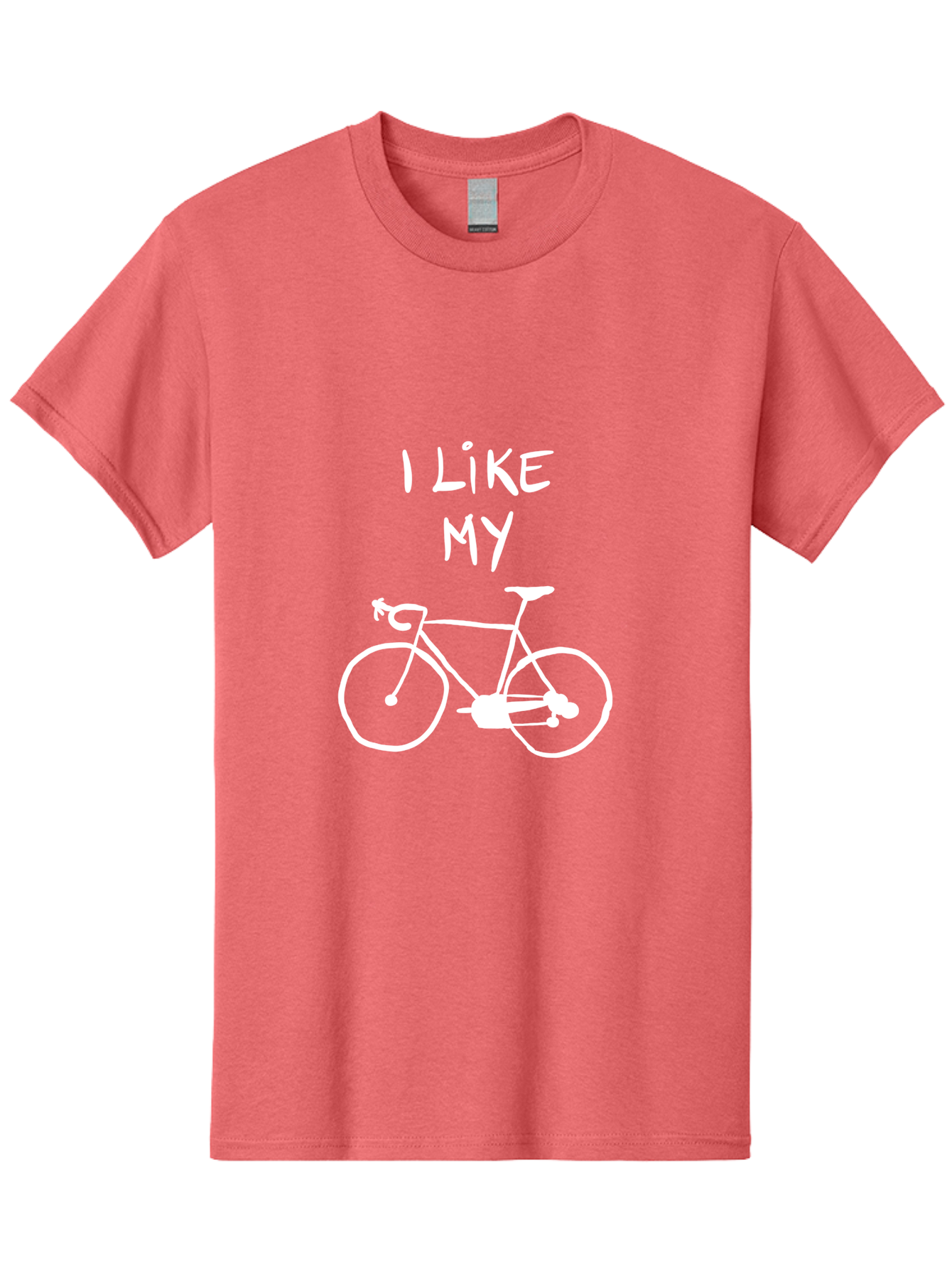 I-Like-My-Bicycle Men'S Graphic Tee, 100% Cotton, Comfortable Casual Summer Wear, Machine Washable, Cycling Culture, Bike Enthusiasts, Love For Cycling, Bicycle Appreciation, Fun Graphic, Simple Design, White Bicycle - Aaa067