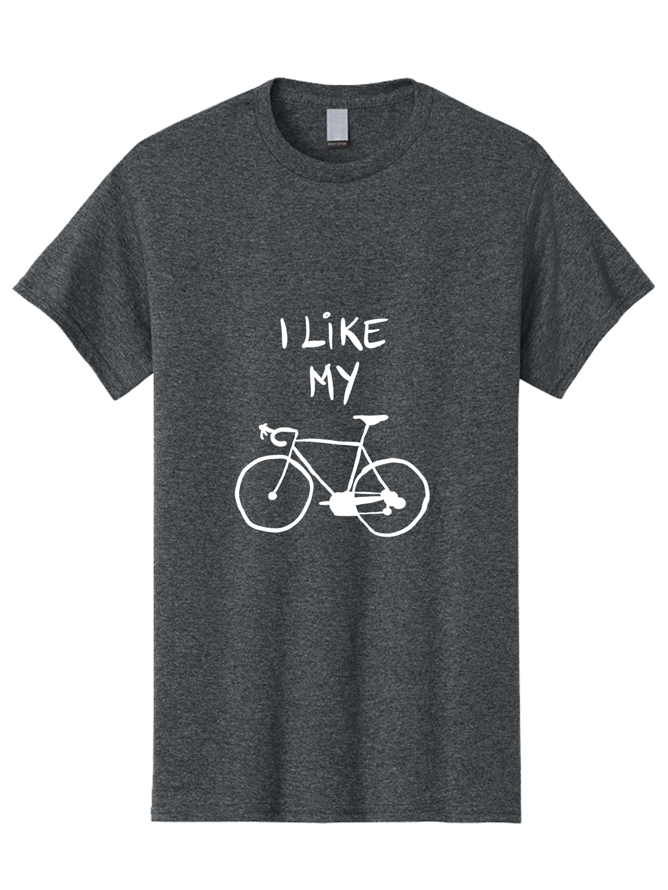 I-Like-My-Bicycle Men'S Graphic Tee, 100% Cotton, Comfortable Casual Summer Wear, Machine Washable, Cycling Culture, Bike Enthusiasts, Love For Cycling, Bicycle Appreciation, Fun Graphic, Simple Design, White Bicycle - Aaa067