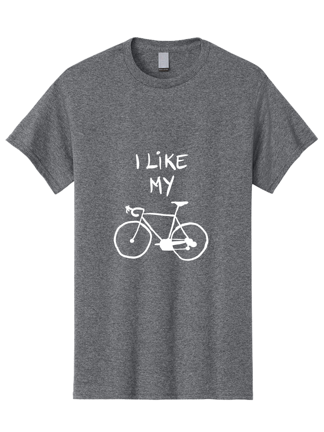 I-Like-My-Bicycle Men'S Graphic Tee, 100% Cotton, Comfortable Casual Summer Wear, Machine Washable, Cycling Culture, Bike Enthusiasts, Love For Cycling, Bicycle Appreciation, Fun Graphic, Simple Design, White Bicycle - Aaa067