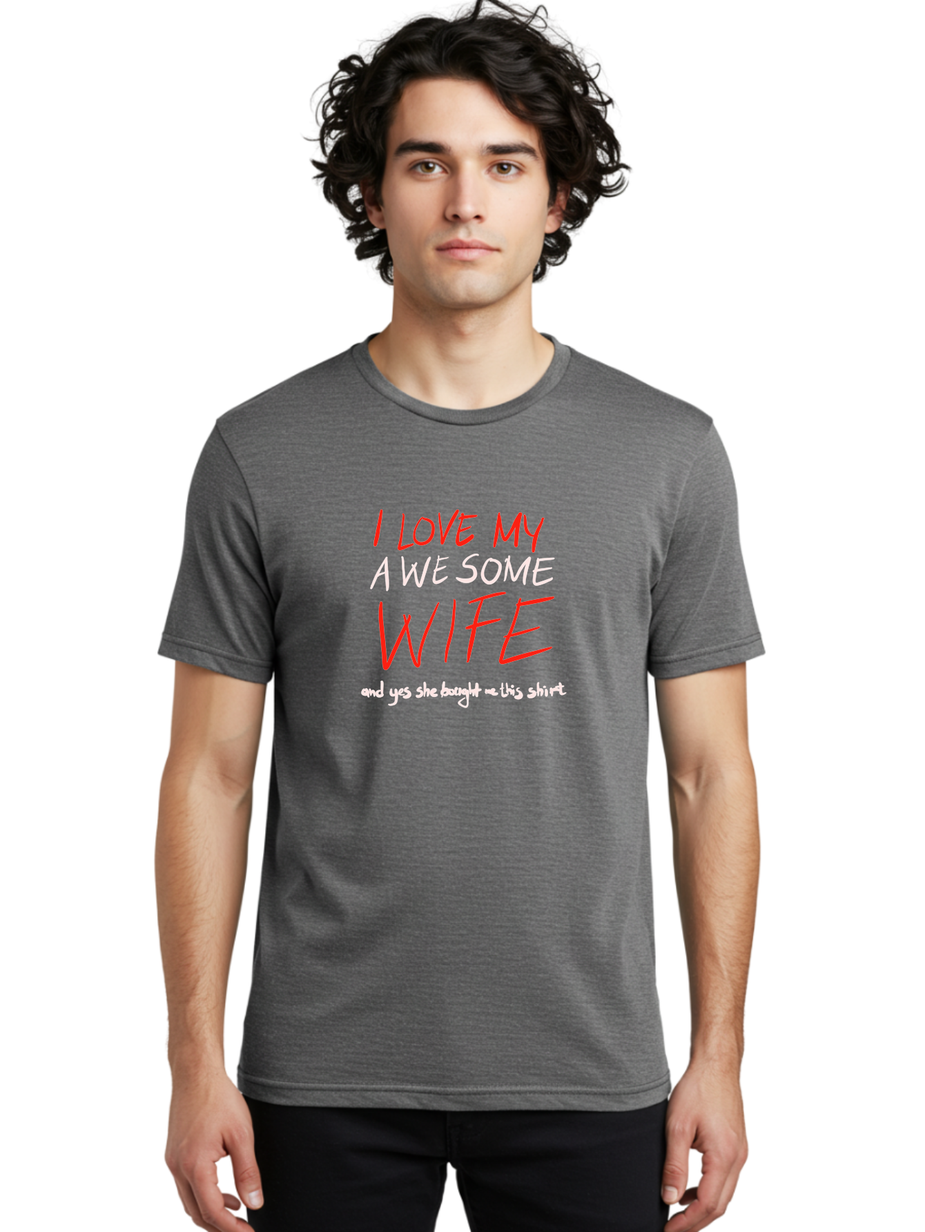 I-Love-My-A-We-Some-Wife Men'S Graphic Tee, 100% Cotton, Comfortable Casual Summer Wear, Machine Washable, Love My Wife, Funny Quote, Husband And Wife, Romantic Quote, Couples Gift, Relationship Humor, Punny Text, Witty Saying, - Aaa068