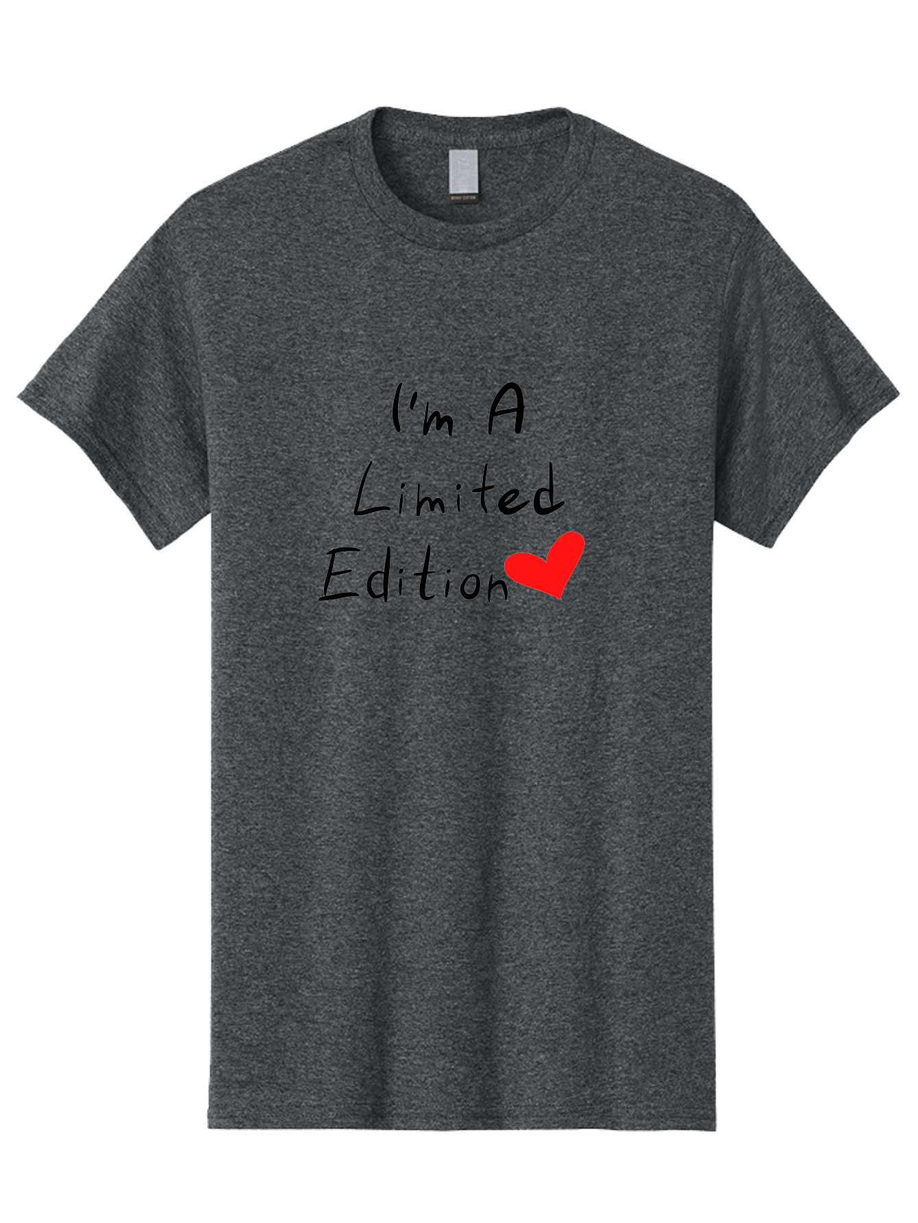 I-M-A-Limited-Edition Men'S Graphic Tee, 100% Cotton, Comfortable Casual Summer Wear, Machine Washable, Limited Edition, Unique, Exclusive, Special, One Of A Kind, Collectible, Red Heart, Handwritten Text, Bold Statement, Quirky Design - Aaa069