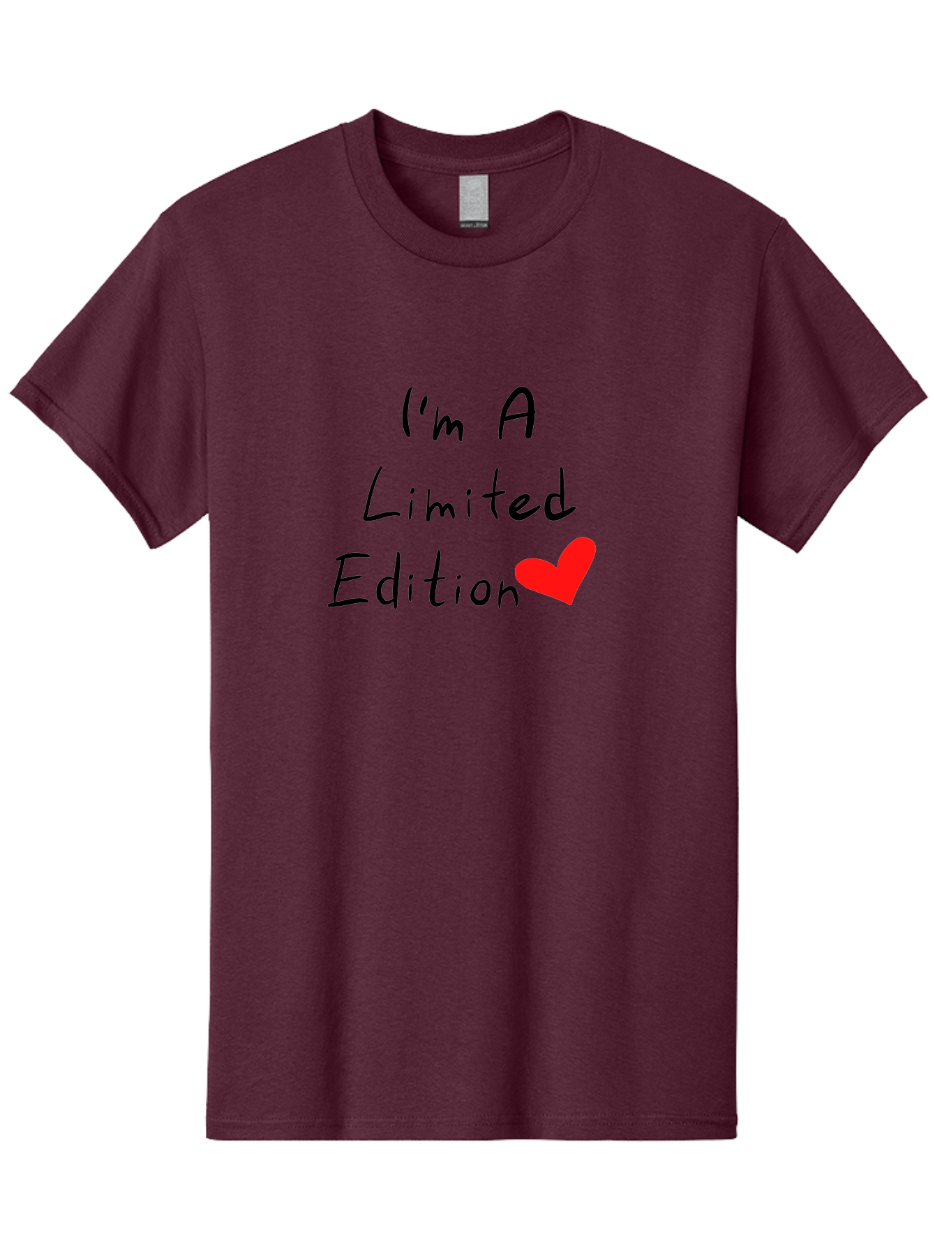I-M-A-Limited-Edition Men'S Graphic Tee, 100% Cotton, Comfortable Casual Summer Wear, Machine Washable, Limited Edition, Unique, Exclusive, Special, One Of A Kind, Collectible, Red Heart, Handwritten Text, Bold Statement, Quirky Design - Aaa069