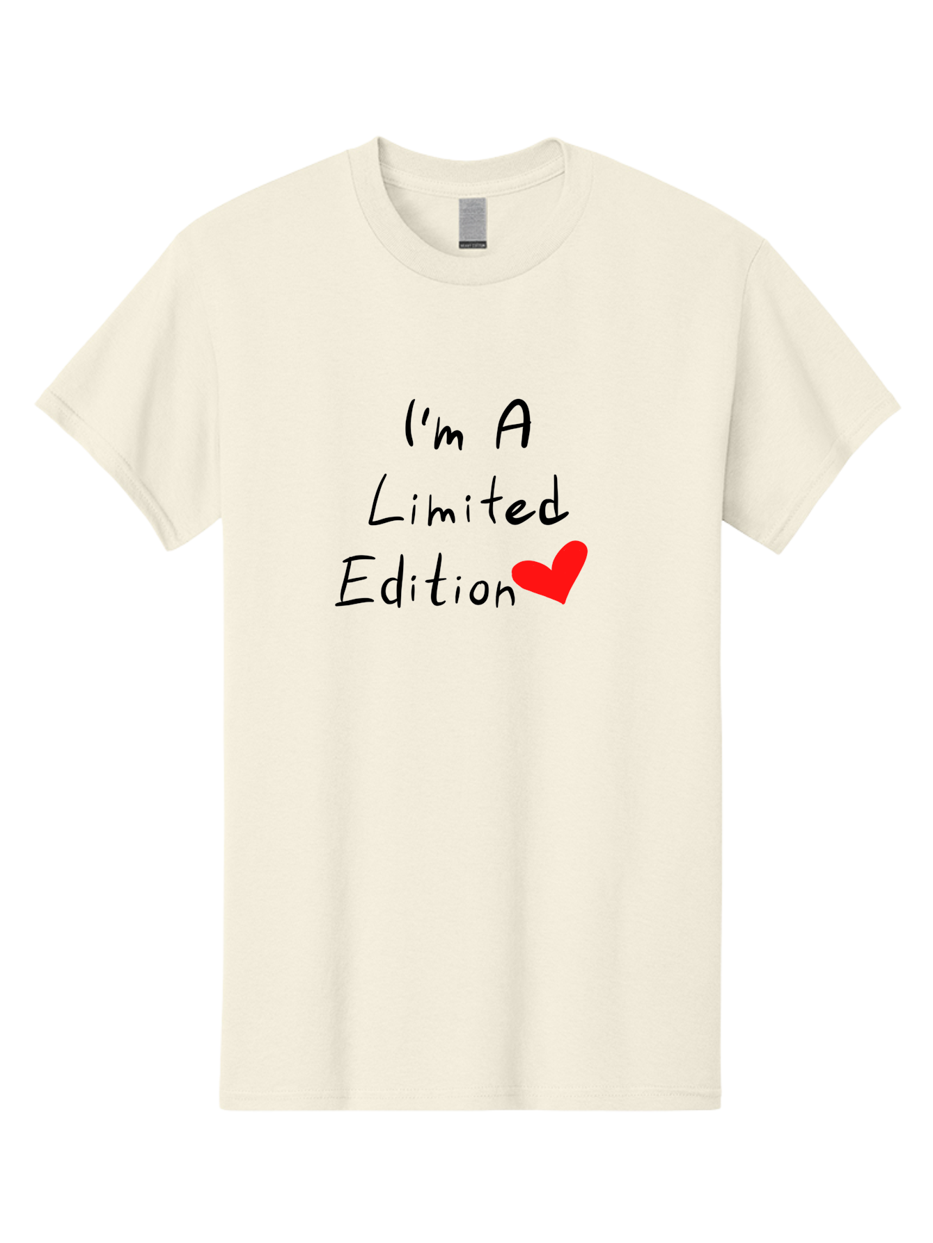 I-M-A-Limited-Edition Men'S Graphic Tee, 100% Cotton, Comfortable Casual Summer Wear, Machine Washable, Limited Edition, Unique, Exclusive, Special, One Of A Kind, Collectible, Red Heart, Handwritten Text, Bold Statement, Quirky Design - Aaa069