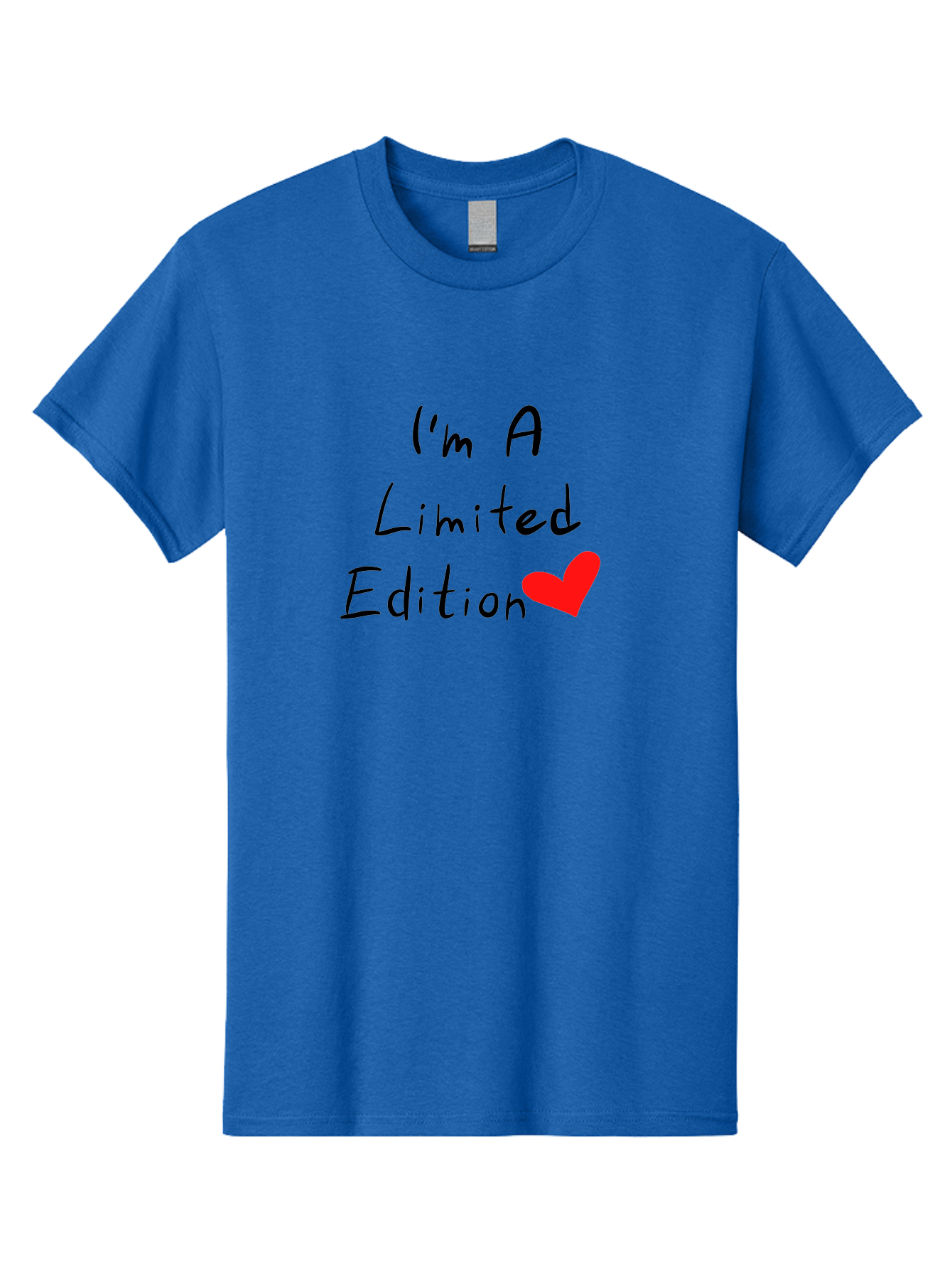 I-M-A-Limited-Edition Men'S Graphic Tee, 100% Cotton, Comfortable Casual Summer Wear, Machine Washable, Limited Edition, Unique, Exclusive, Special, One Of A Kind, Collectible, Red Heart, Handwritten Text, Bold Statement, Quirky Design - Aaa069