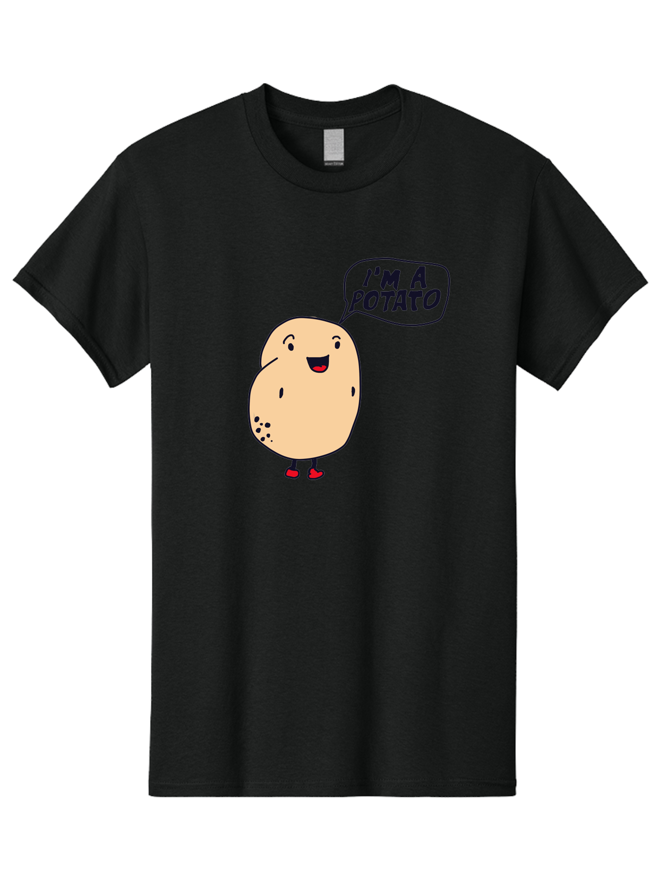 I-M-A-Potato Men'S Graphic Tee, 100% Cotton, Comfortable Casual Summer Wear, Machine Washable, I'M A Potato, Cartoon Potato, Smiling Potato, Speech Bubble, Humorous Character, Cute Illustration, Funny Graphic, Playful Design, - Aaa070