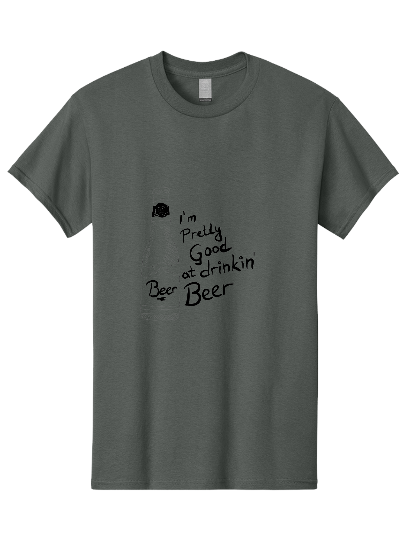 I-M-Pretty-Good-At-Drinkin-Beer Men'S Graphic Tee, 100% Cotton, Comfortable Casual Summer Wear, Machine Washable, Funny Quote, Beer Bottle, Humorous Saying, Sarcastic Humor, Drinking Joke, Beer Lover, Hand Drawn Illustration - Aaa072