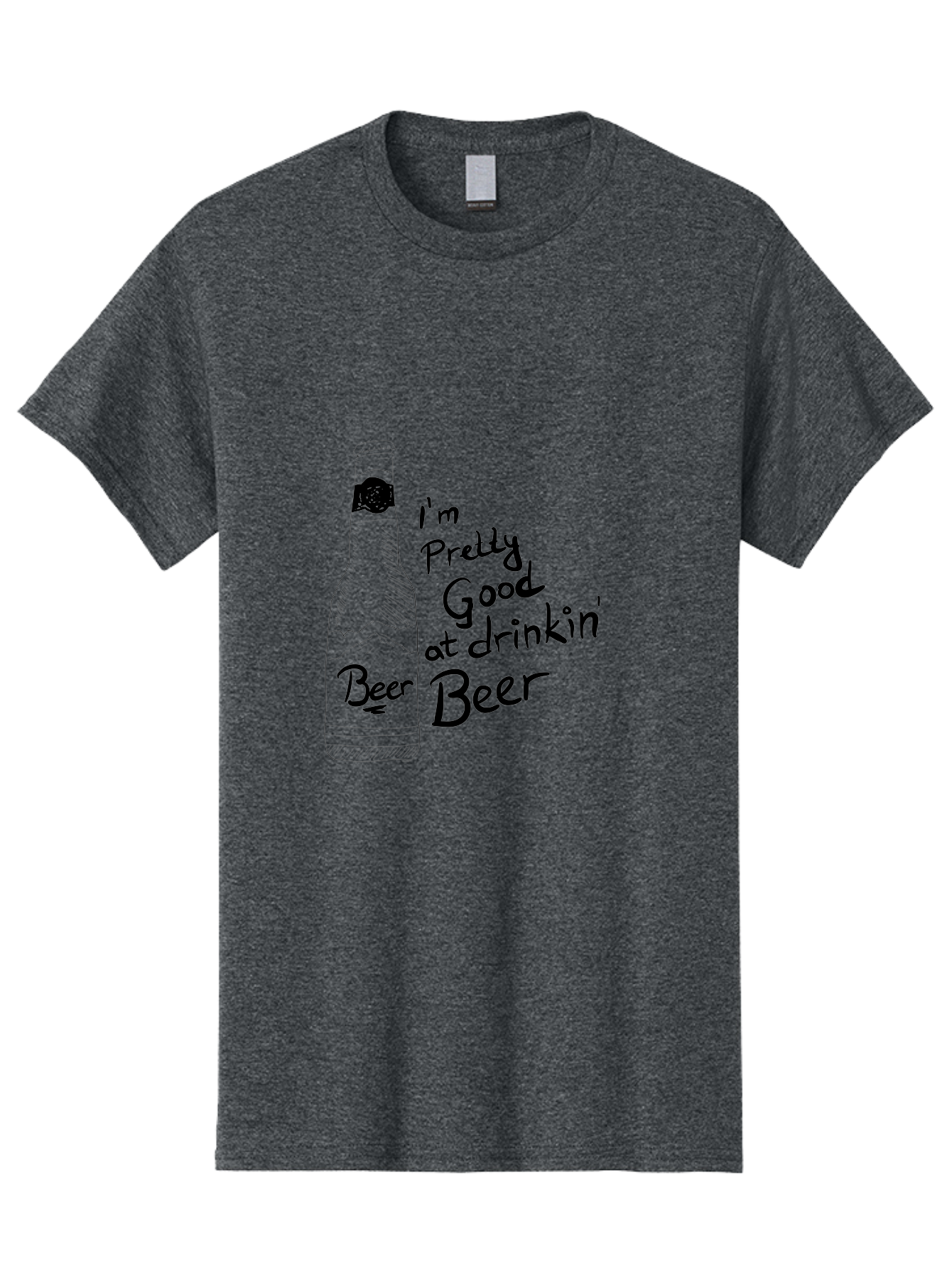 I-M-Pretty-Good-At-Drinkin-Beer Men'S Graphic Tee, 100% Cotton, Comfortable Casual Summer Wear, Machine Washable, Funny Quote, Beer Bottle, Humorous Saying, Sarcastic Humor, Drinking Joke, Beer Lover, Hand Drawn Illustration - Aaa072