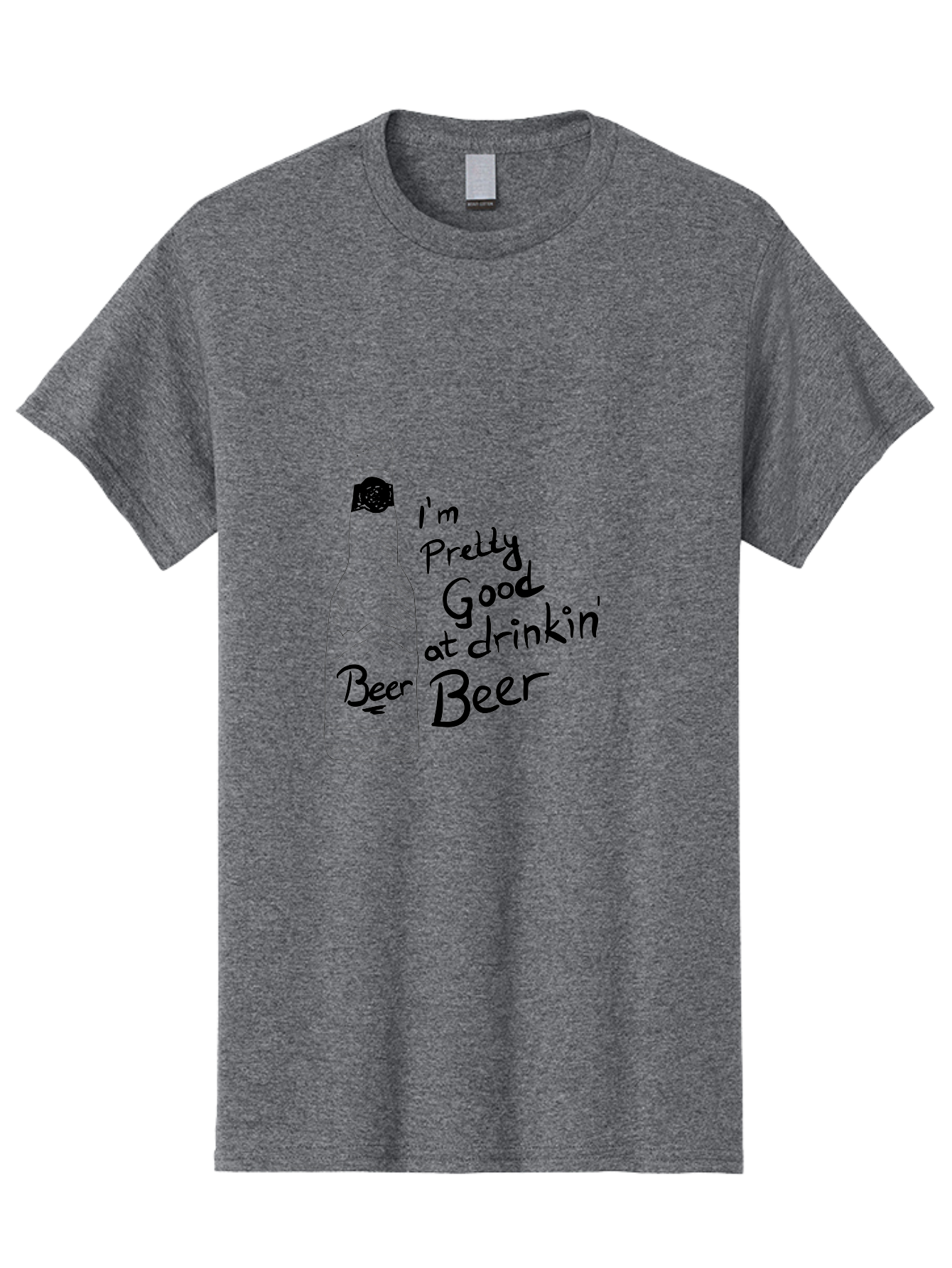 I-M-Pretty-Good-At-Drinkin-Beer Men'S Graphic Tee, 100% Cotton, Comfortable Casual Summer Wear, Machine Washable, Funny Quote, Beer Bottle, Humorous Saying, Sarcastic Humor, Drinking Joke, Beer Lover, Hand Drawn Illustration - Aaa072