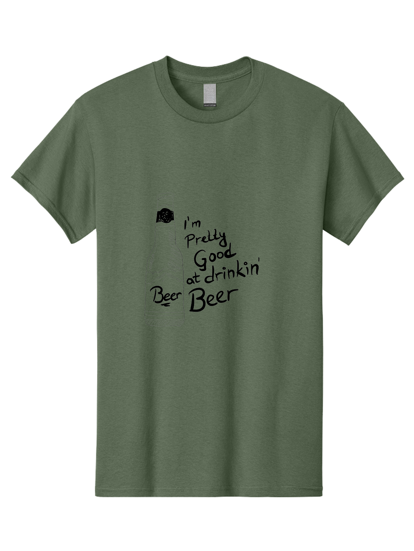 I-M-Pretty-Good-At-Drinkin-Beer Men'S Graphic Tee, 100% Cotton, Comfortable Casual Summer Wear, Machine Washable, Funny Quote, Beer Bottle, Humorous Saying, Sarcastic Humor, Drinking Joke, Beer Lover, Hand Drawn Illustration - Aaa072