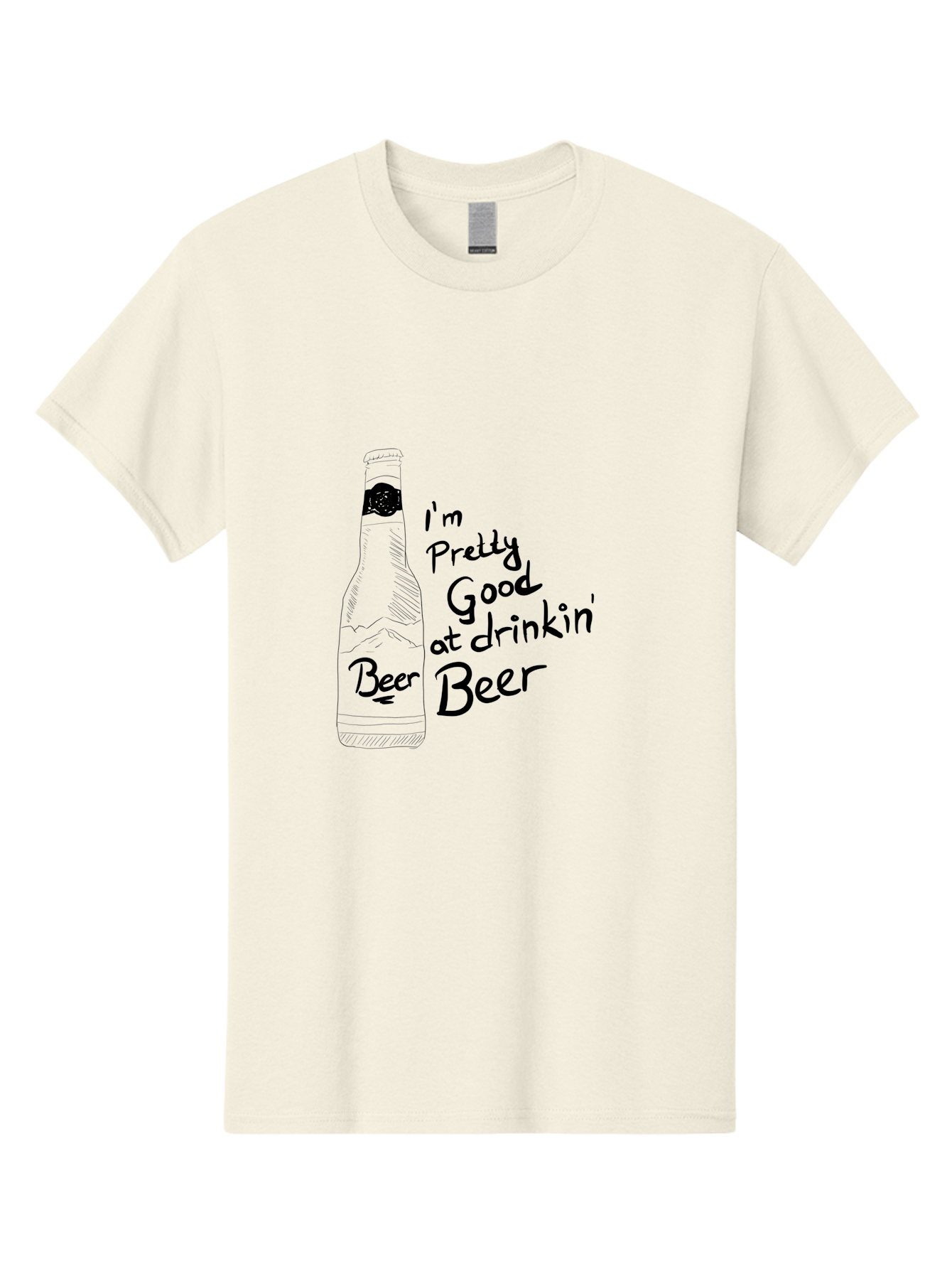 I-M-Pretty-Good-At-Drinkin-Beer Men'S Graphic Tee, 100% Cotton, Comfortable Casual Summer Wear, Machine Washable, Funny Quote, Beer Bottle, Humorous Saying, Sarcastic Humor, Drinking Joke, Beer Lover, Hand Drawn Illustration - Aaa072
