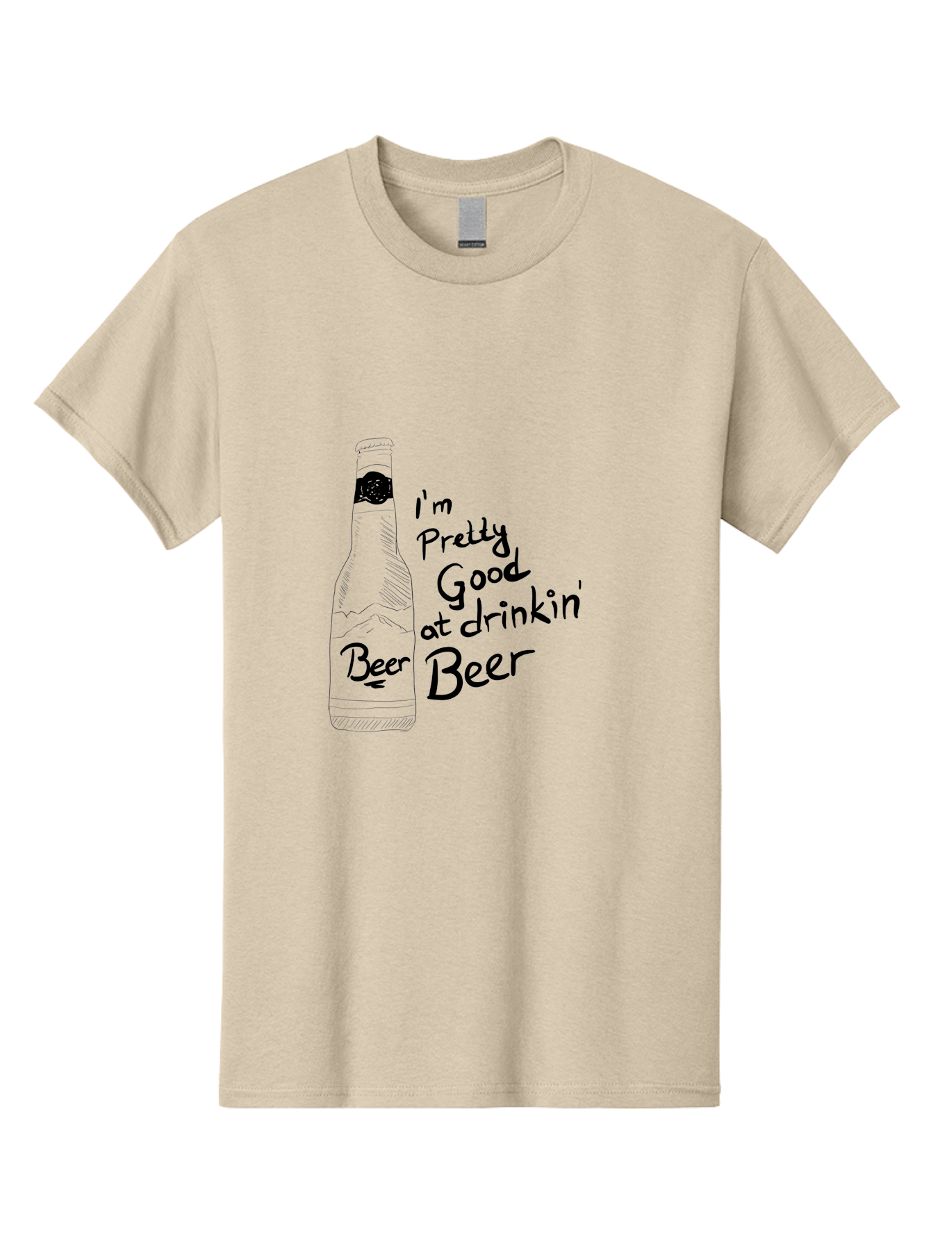 I-M-Pretty-Good-At-Drinkin-Beer Men'S Graphic Tee, 100% Cotton, Comfortable Casual Summer Wear, Machine Washable, Funny Quote, Beer Bottle, Humorous Saying, Sarcastic Humor, Drinking Joke, Beer Lover, Hand Drawn Illustration - Aaa072
