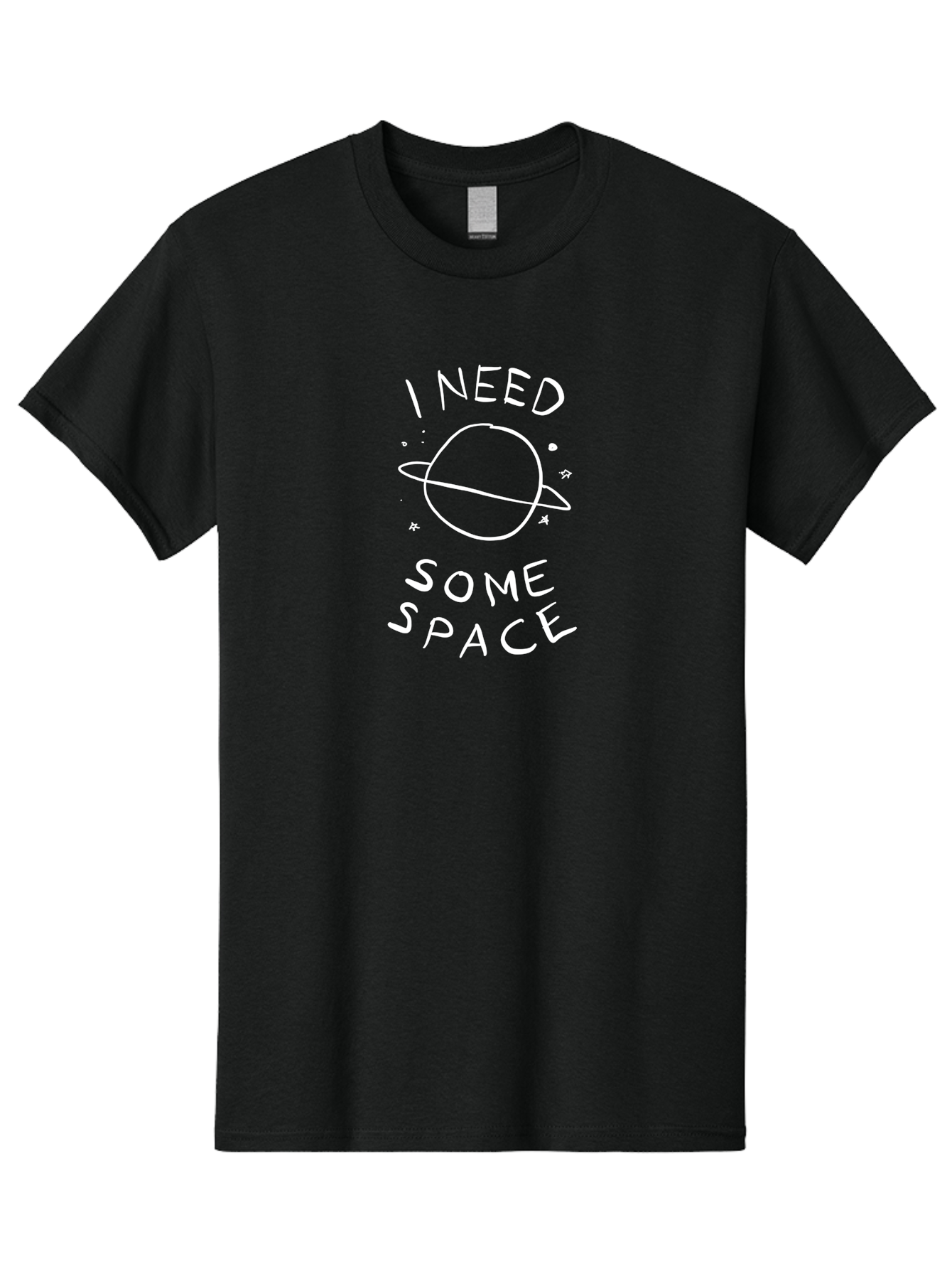 I-Need-Some-Space Men'S Graphic Tee, 100% Cotton, Comfortable Casual Summer Wear, Machine Washable, Saturn, Planet, Hand-Drawn Illustration, Quirky Design, Humorous Quote, Minimalistic Art, Simplicity, Celestial Body, Ringed Planet, - Aaa075